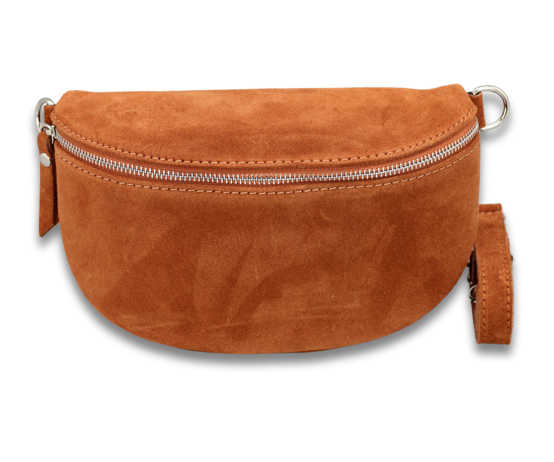 Gürteltasche SUEDE Gürteltasche für Damen aus echtem Wildleder, Cognac Braun