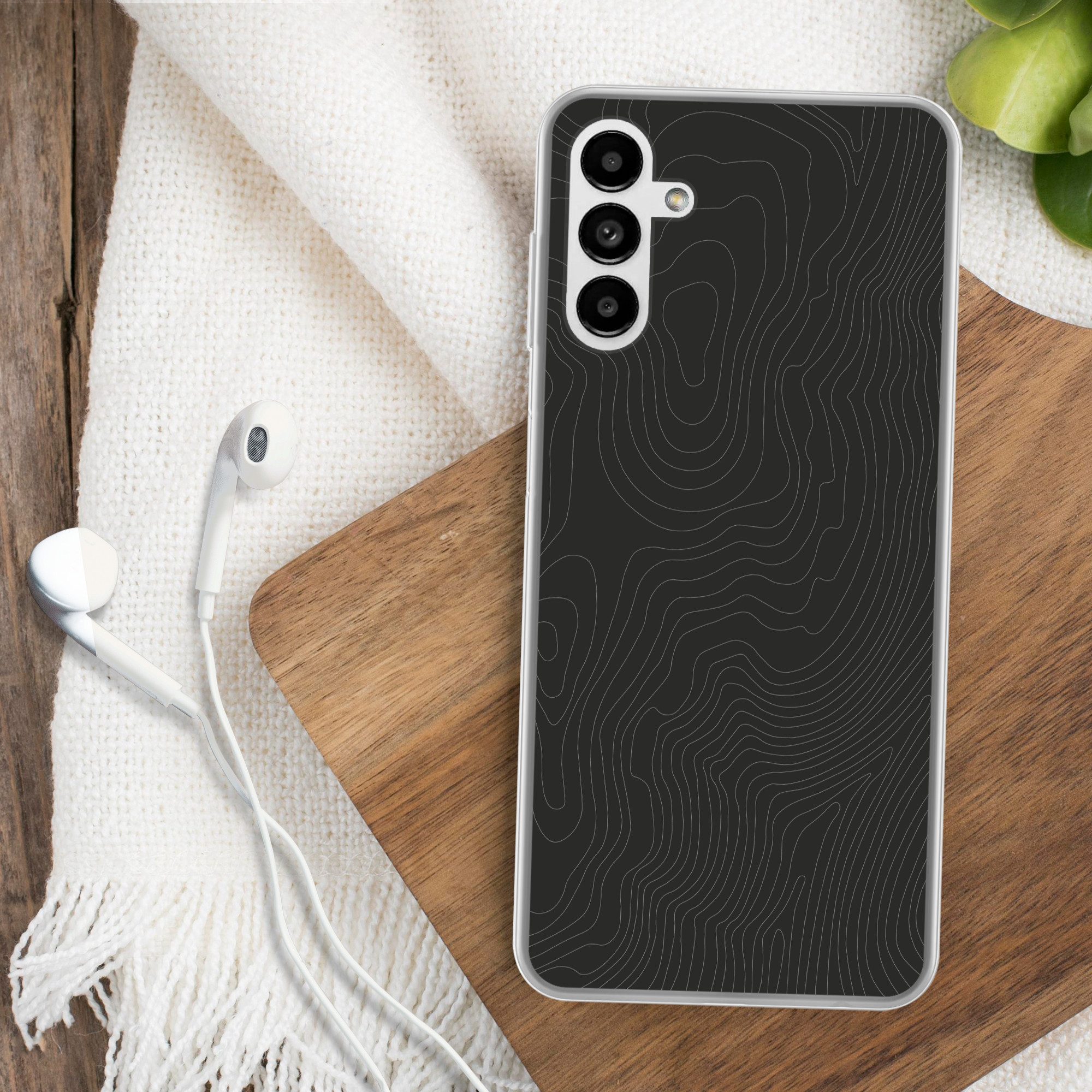 MuchoWow Handyhülle für Samsung Galaxy A04s Topografische Linien - Grau - Abstrakt, Handy Case, Silikon, Bumper Case Dünn