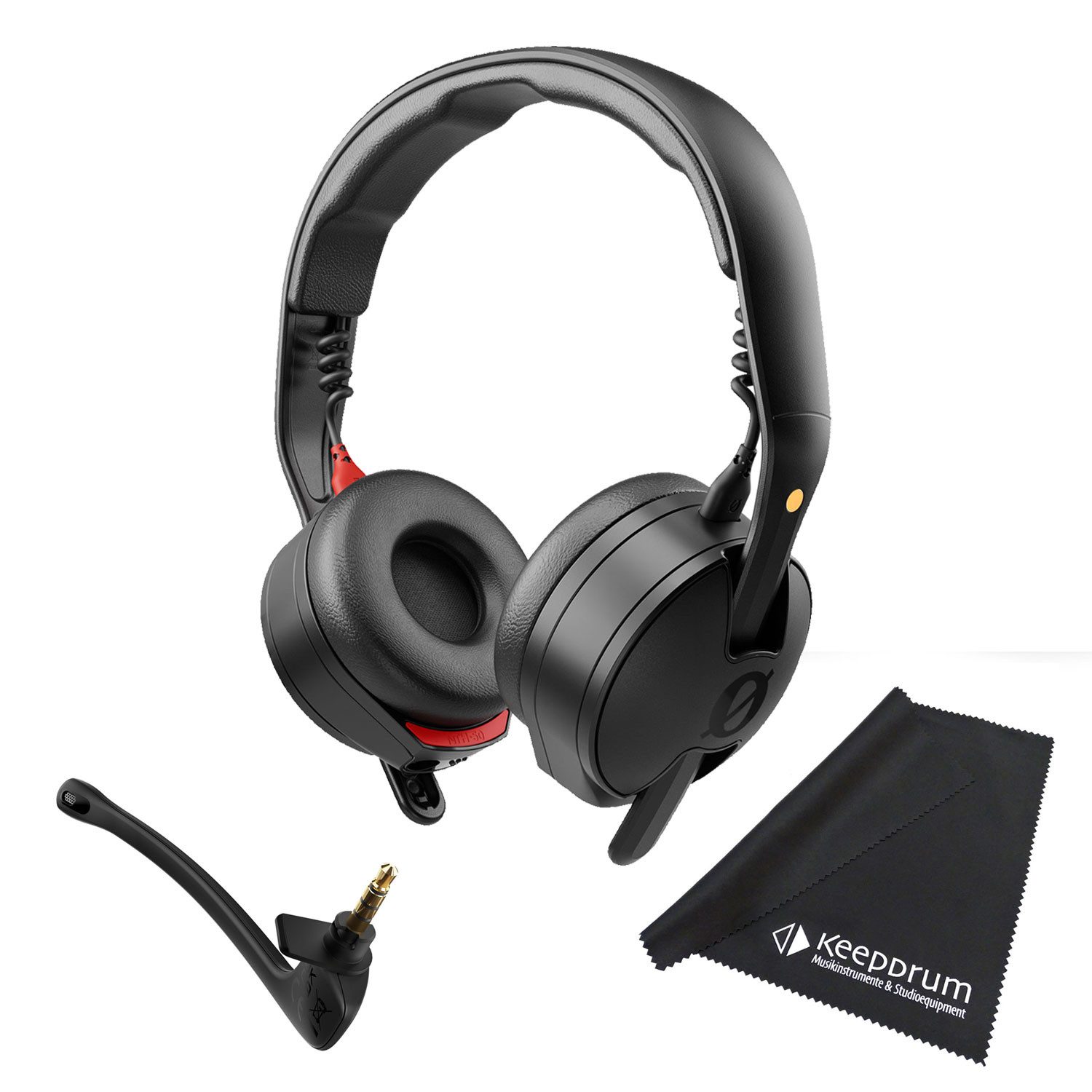 Rode Kopfhörer NTH-50 mit Headset-Mikrofon und Tuch Kopfhörer
