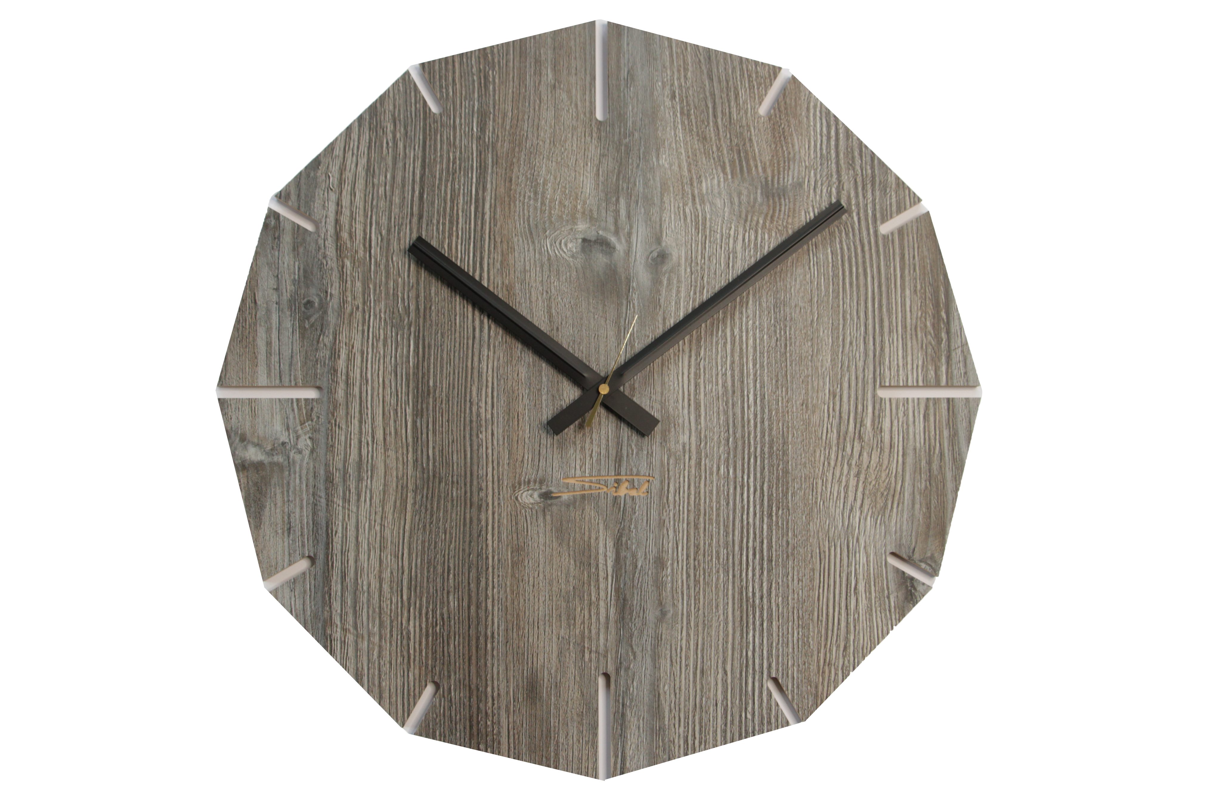 SIBAL Design.Home Wanduhr Uhr "Klassisch" (50cm (geräuschloses Durchmesser) Quarzuhrwerk) Pinie