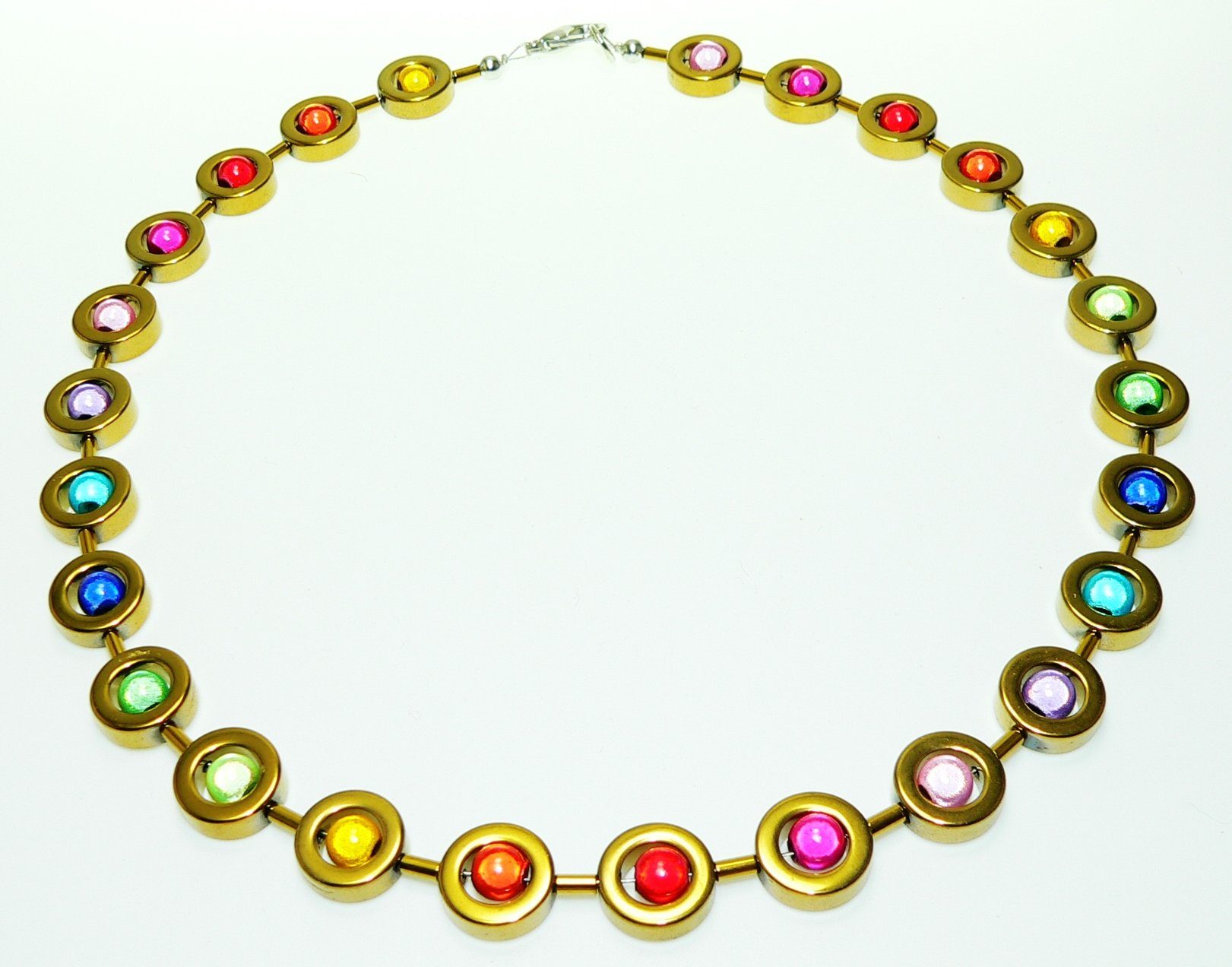 traumschmuck Schmuckset 486f 3er Schmuckset Hämatit Ring gold, glänzende Miracle Perlen bunt (incl. Schmuckbox), handgefertigt, Made in Germany