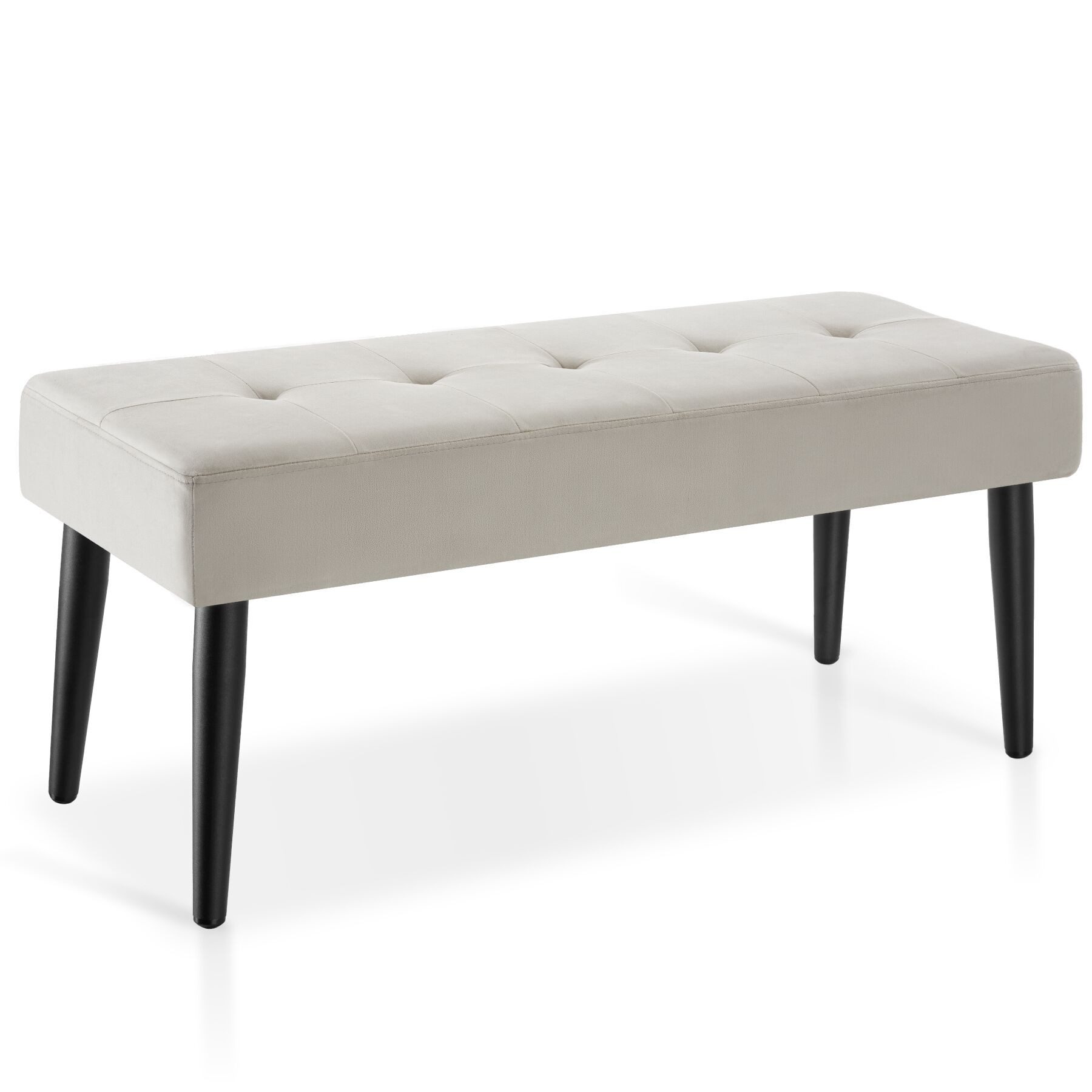 tectake Bank Sitzbank gepolstert, Belastbarkeit 220 kg, 95 x 38 x 45 cm (Polsterbank Glora, in samtoptik taupe), elegantes Steppmuster, bodenschonende Kunststoffkappen, pflegeleicht