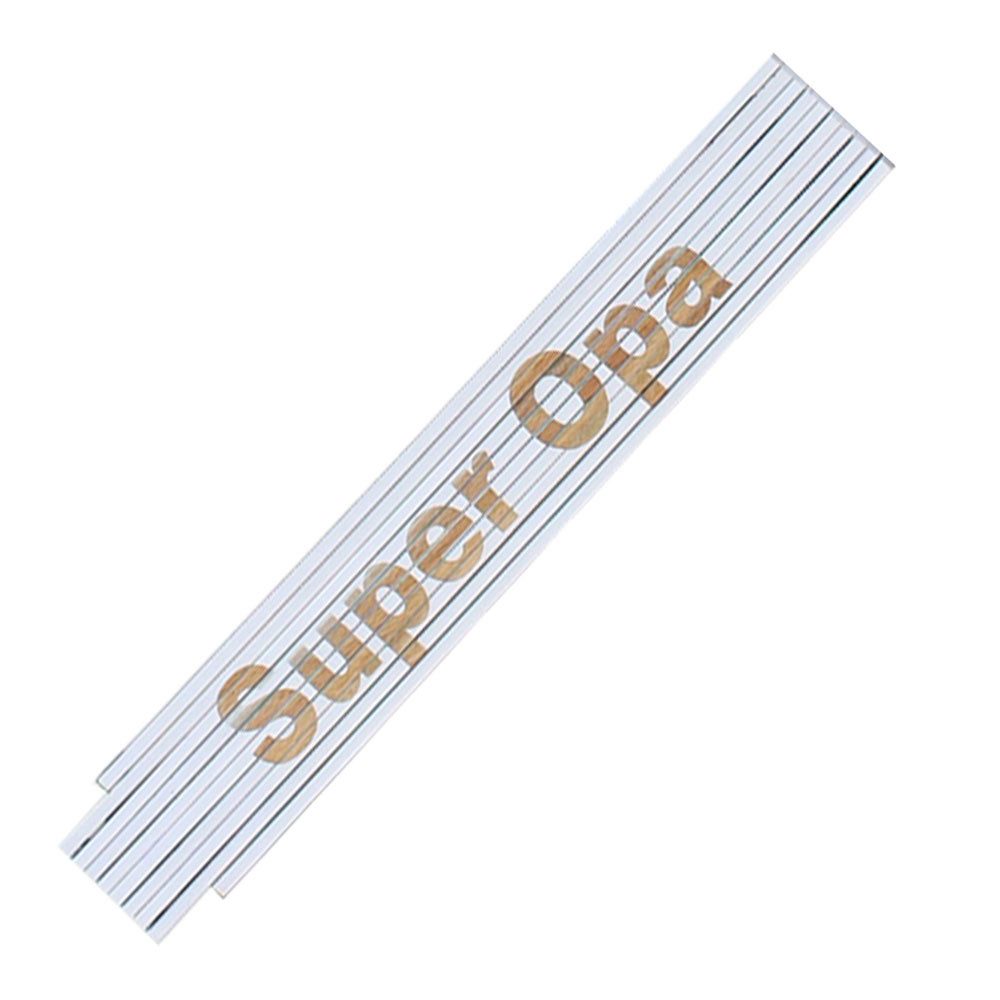 TE-Trend Zollstock Maßstab Laser Gravur Spruch Super Opa weiß, 90° Rasterung und Winkelmesser