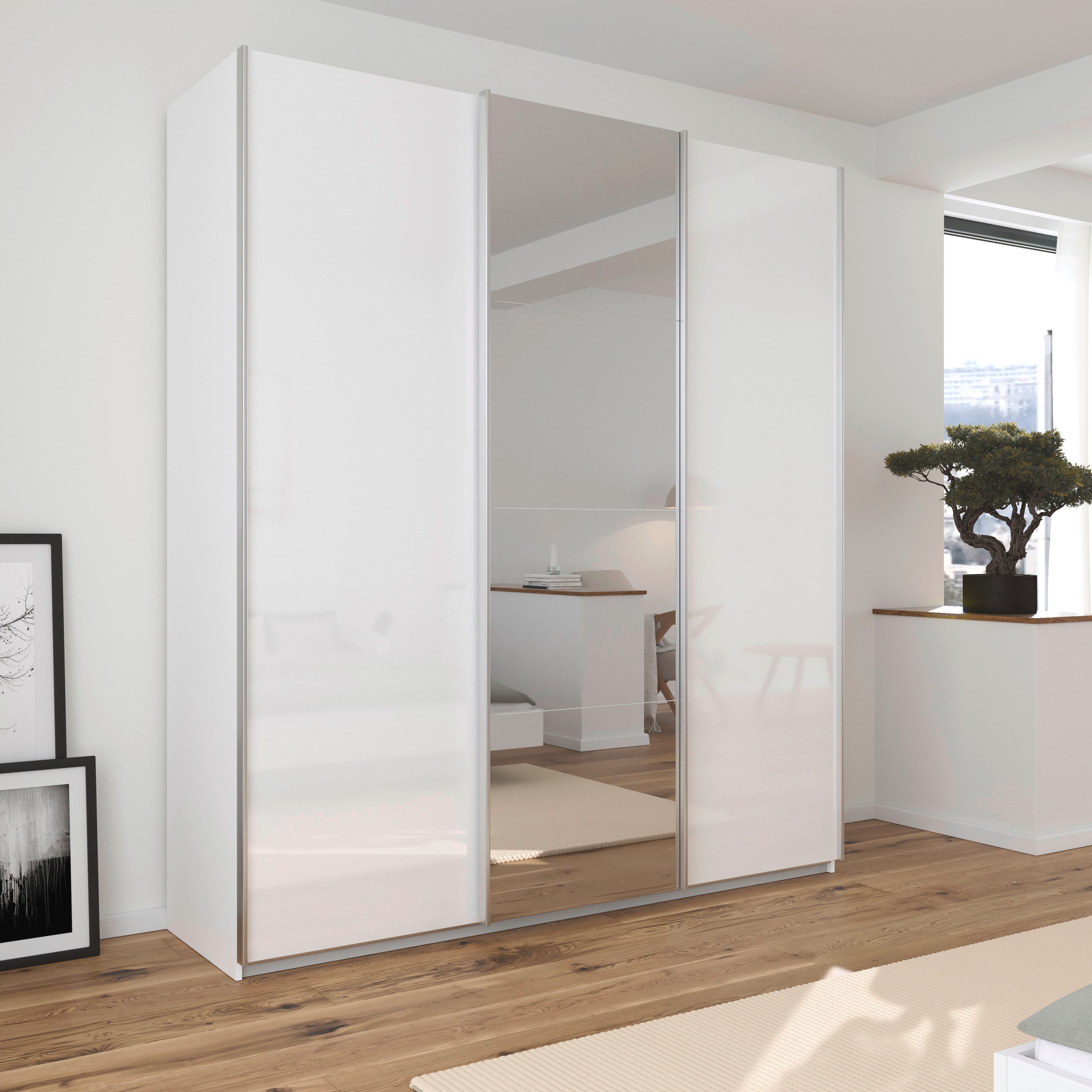 OTTO home Schwebetürenschrank Kleiderschrank Schrank Schlafzimmerschrank Garderobe AGORDO (Breiten 203/271/315/360 cm in drei Griff-Farben - NEU: Farbe SCHWARZ) Top Innenausstattung, in 4 Breiten und 2 Höhen MADE IN GERMANY