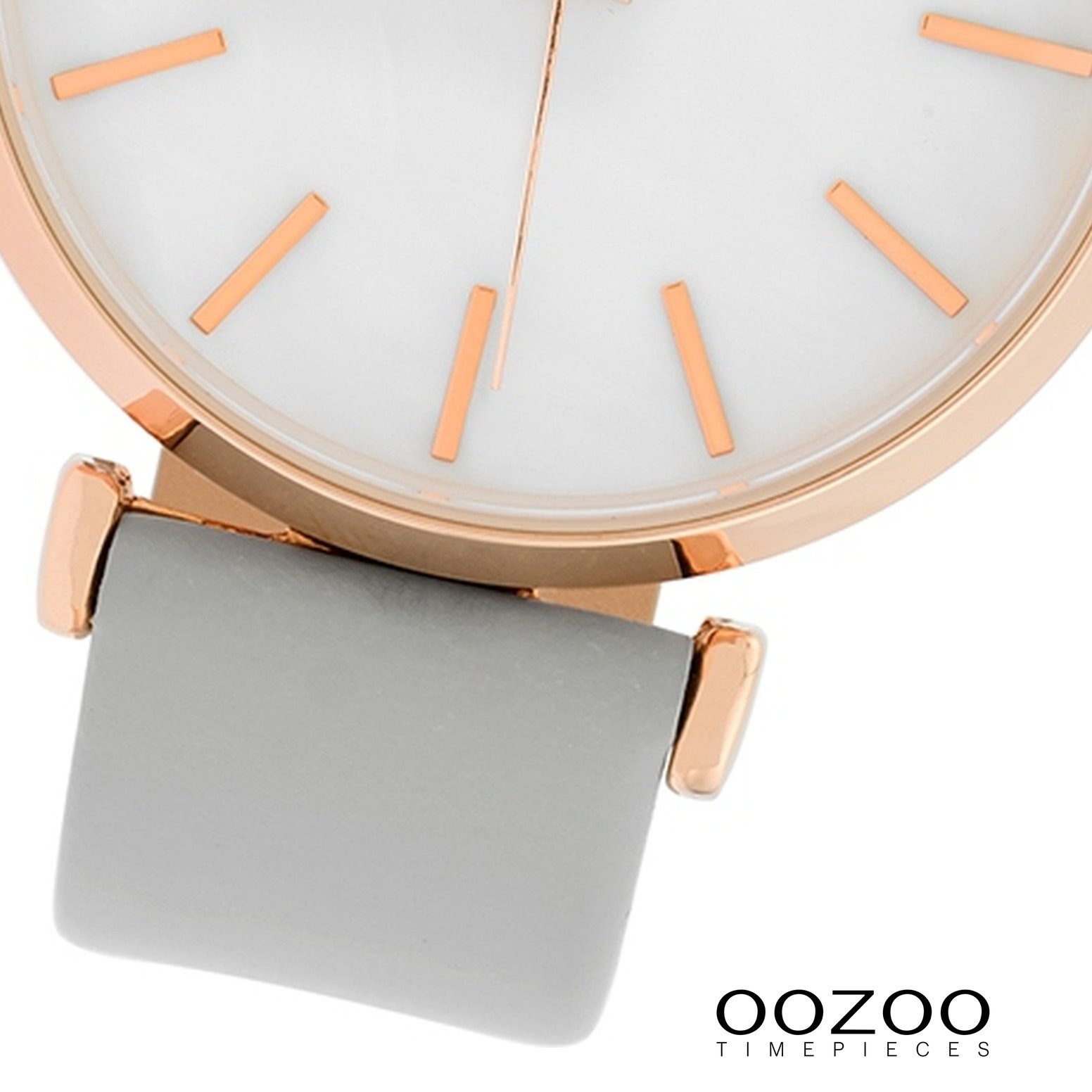 Armbanduhr, groß Damen Oozoo Damenuhr hellgrau, rund, Quarzuhr Fashion OOZOO 40mm), Lederarmband (ca.