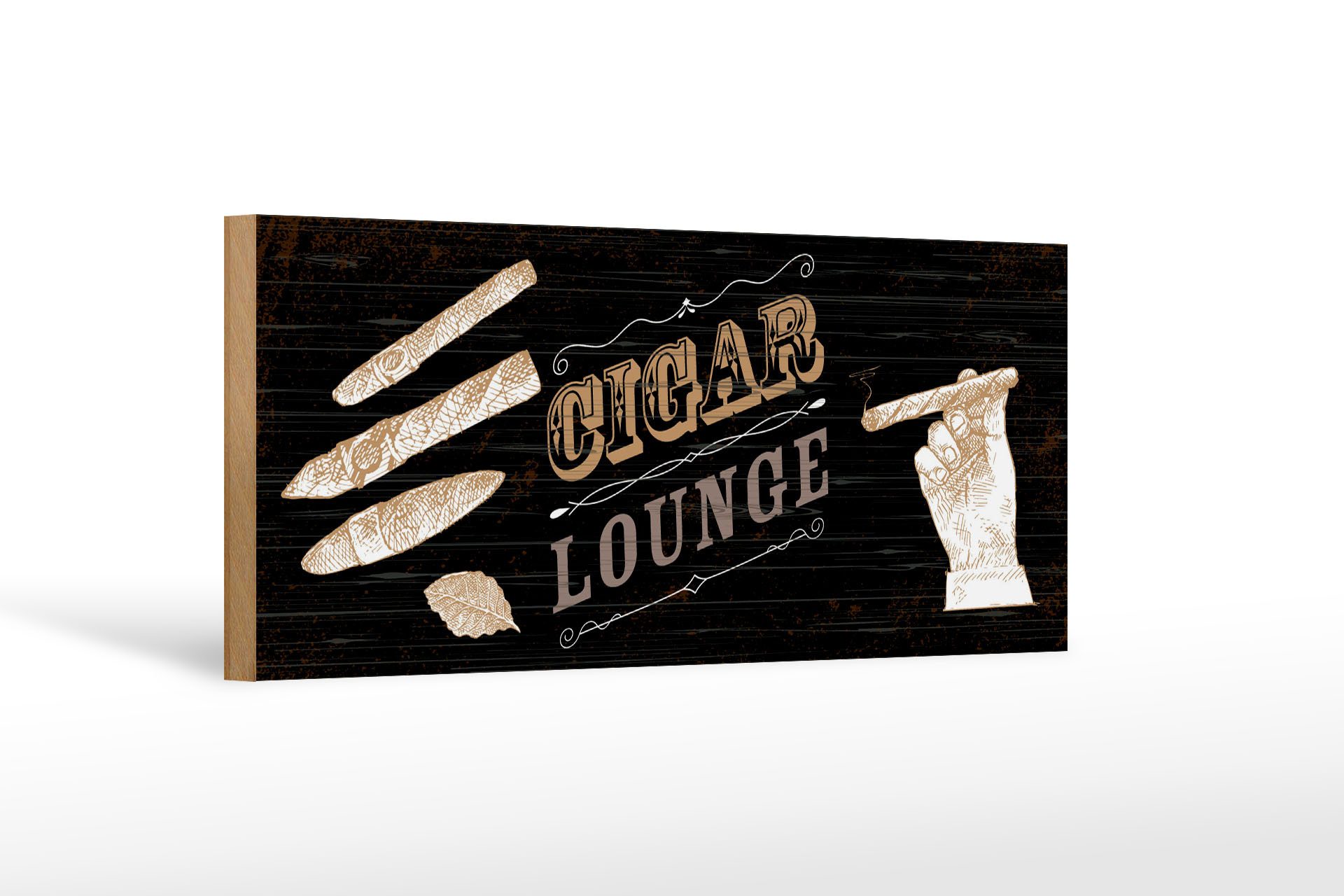 Holzbild Hinweis 27x10 cm Cigar Lounge schwarzes