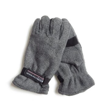 Sonia Originelli Strickhandschuhe Handschuhe Winter Finger Fleece Schwarz Klettverschluss Farbe: Schwarz, Hellgrau