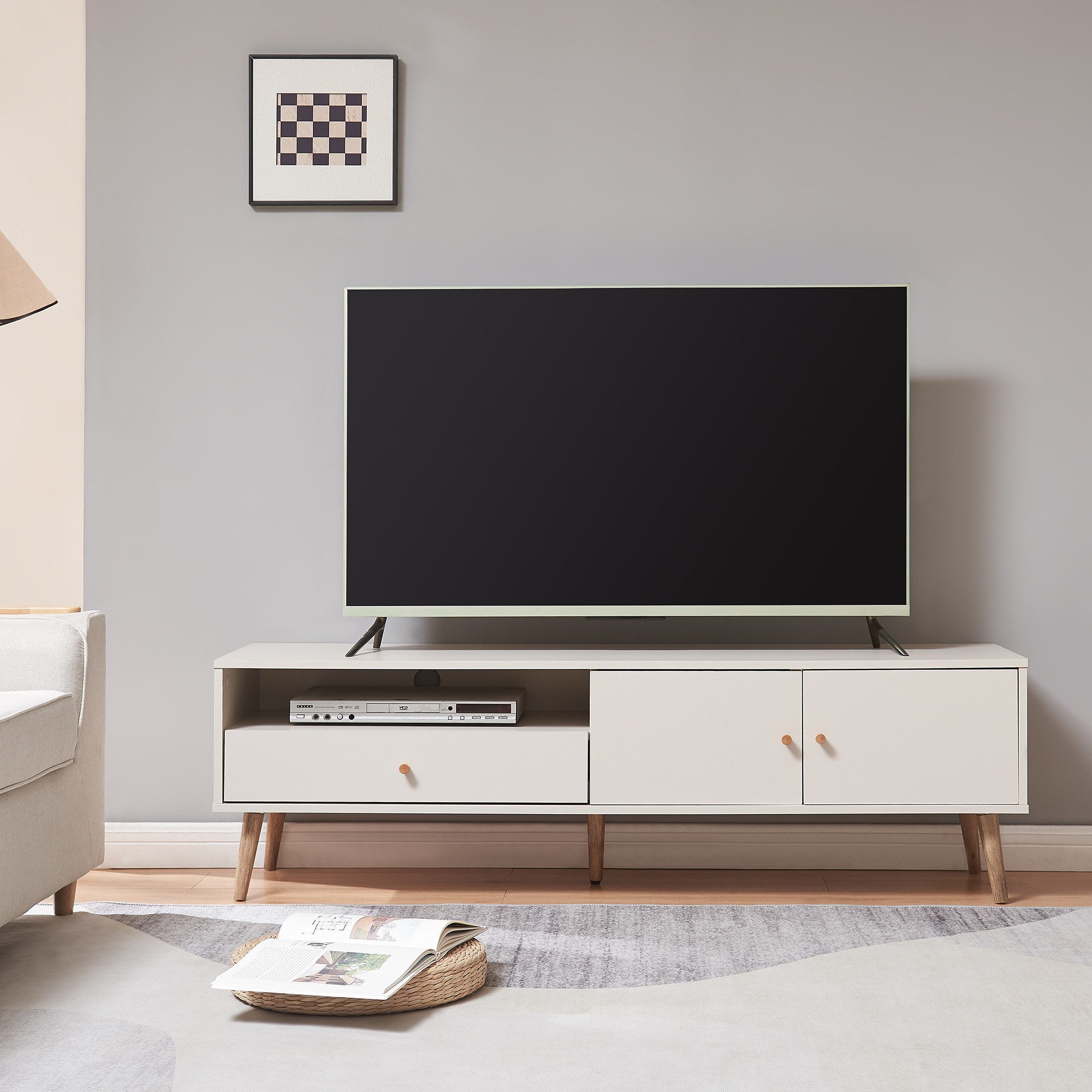 en.casa TV-Schrank »Hallevil« mit Schublade und 2 Türen 150 x 39 x 45 cm We günstig online kaufen