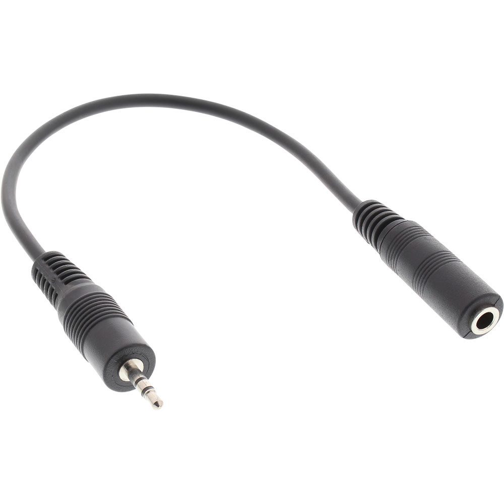 Inline Klinken Adapterkabel 2,5mm Stecker -> 3,5mm Buchse, Stereo, 0,2m Audio- & Video-Kabel