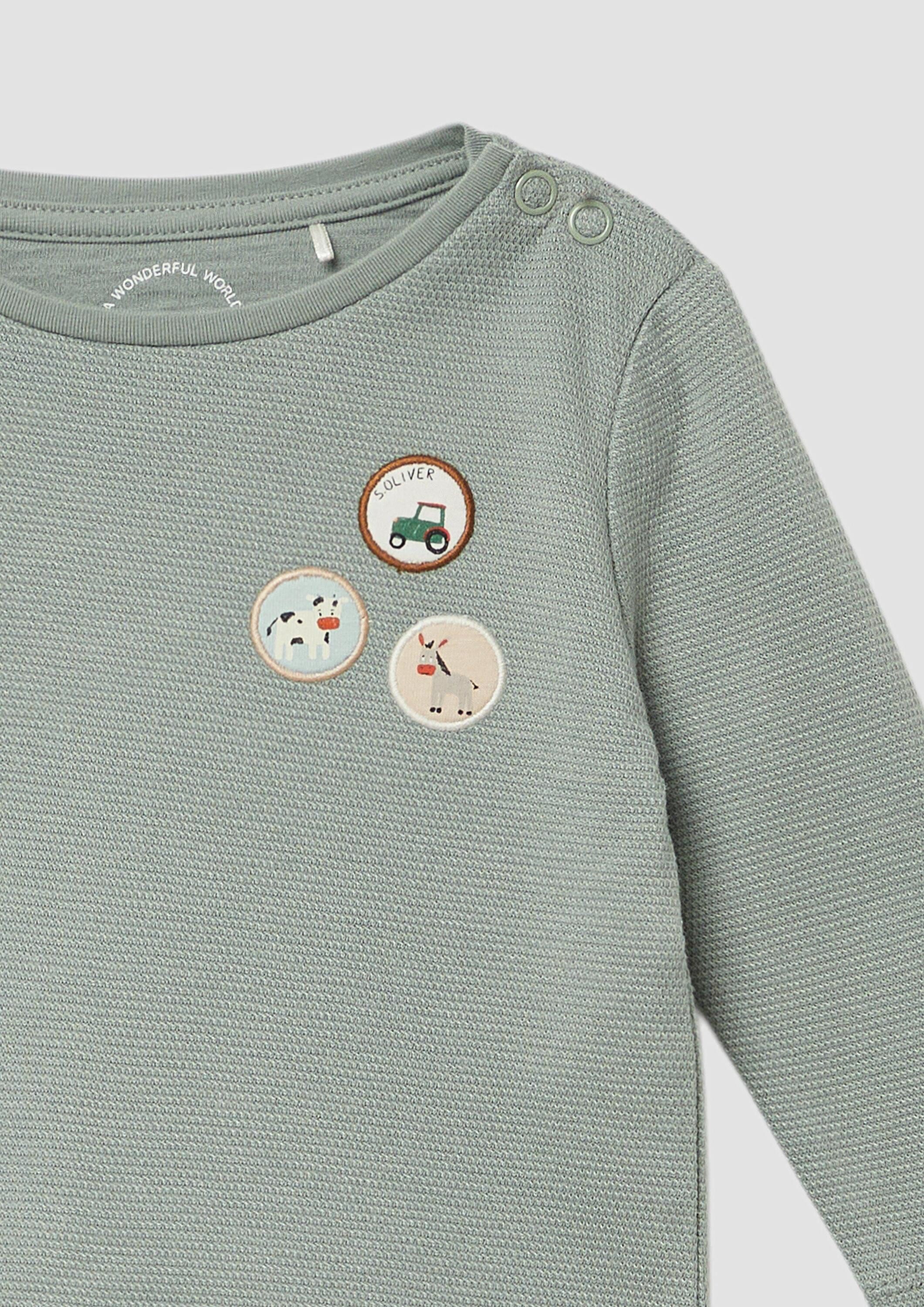 s.Oliver Langarmshirt T-Shirt Langarmshirt aus Waffelpiqué mit Patches