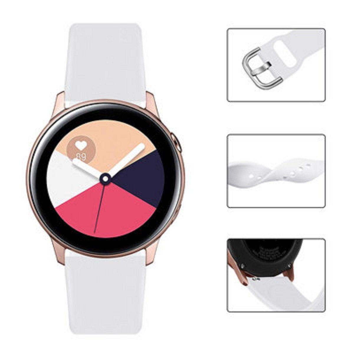 Hurtel 22mm Uhrenarmband universal Silikonarmband Breite Ersatz Smartwatch-Armband Pink