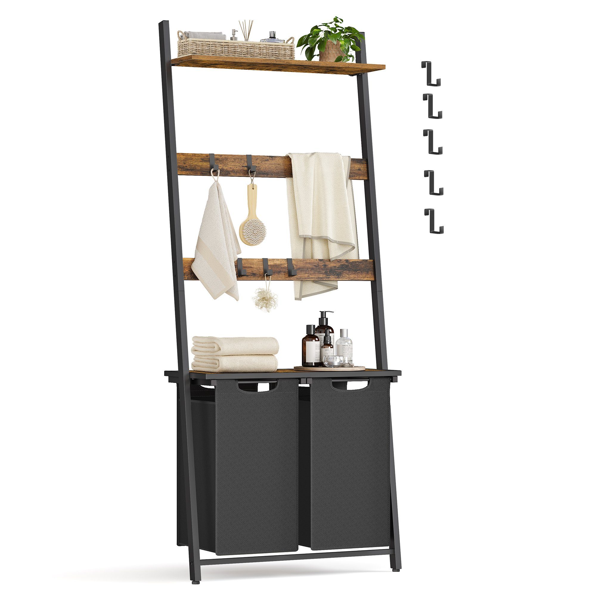 VASAGLE Wäschekorb, mit Handtuchleiter, Handtuchständer mit Wäschesammler, günstig online kaufen