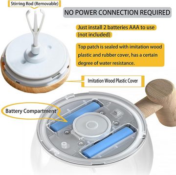 BlingBin Tasse Selbstrührender Becher elektrischer Rührbecher Kaffeebecher, Holzimitat und Borosilikatglas, hoher Borosilikatglas, rotierender Kaffeebecher