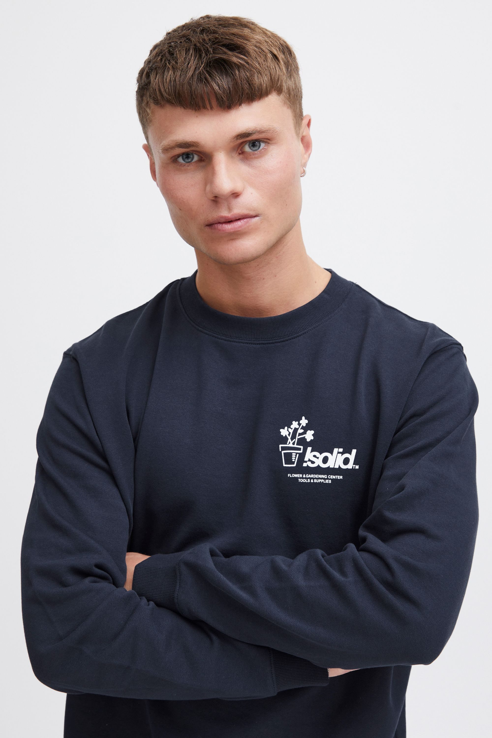 !Solid Sweatshirt SDImran Lässiger Rundhalspullover mit Backprint