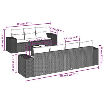 vidaXL Loungesofa 8-tlg. Garten-Sofagarnitur mit Kissen Schwarz Poly Rattan, 1 Teile