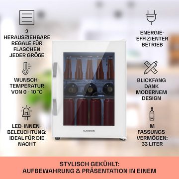 Klarstein Getränkekühlschrank HEA-BeersafeM-quartz 10039425, 54 cm hoch, 40.5 cm breit, Bierkühlschrank Getränkekühlschrank Flaschenkühlschrank mit Glastür