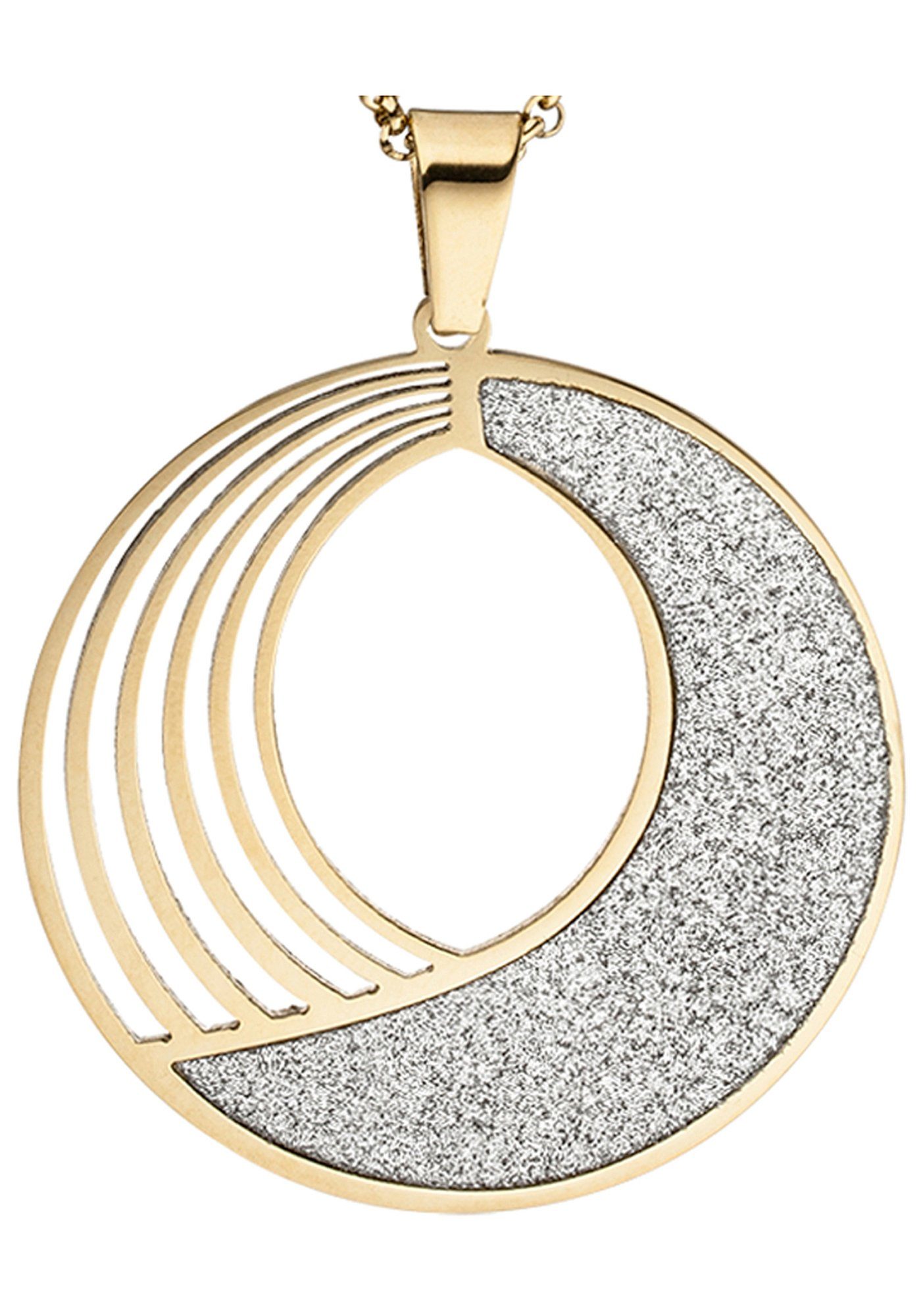 JOBO Kette mit Anhänger Glitzer-Effekt, rund Edelstahl 80 cm günstig online kaufen