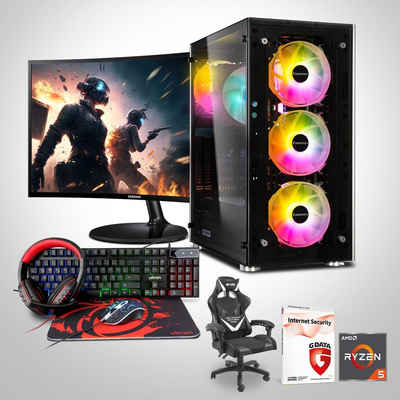 Memory PC Gaming-PC (24,00 Zoll, AMD Ryzen 5 5600G, Radeon Onboard Graphics, 16 GB RAM, 500 GB SSD, Luftkühler, Windows 11, 24' Monitor Samsung C24F390FHR, Gaming Set)