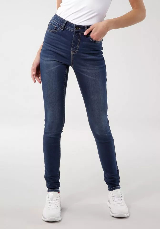Kangaroos 5-Pocket-Jeans SUPER SKINNY HIGH RISE knöchellang, mit Used-Optik, hohe Leibhöhe