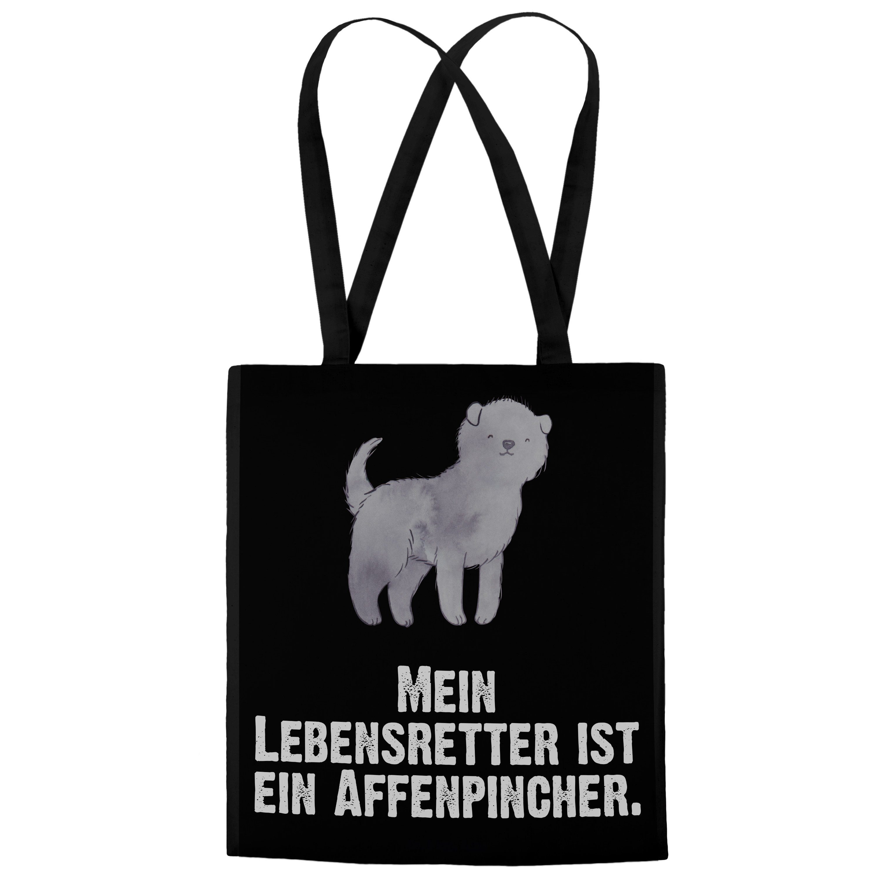 Geschenk, Schen Mr. & Affenpincher (1-tlg) Einkaufstasche, Schwarz Tragetasche Panda Mrs. - - Lebensretter
