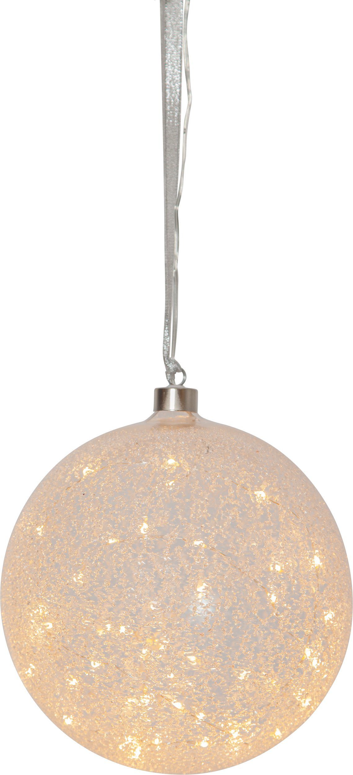EGLO Dekoobjekt Glow snow, LED-Weihnachtskugel für Innen, Ø 20 cm, Leuchtkugel, Strom-Betrieb