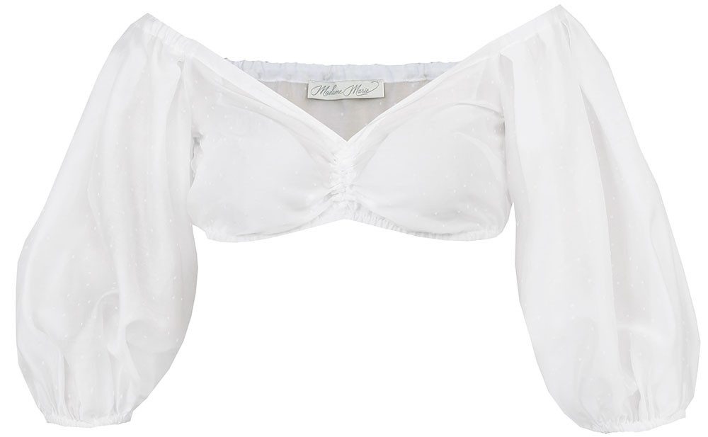 Madame Marie Dirndlbluse Dirndlbluse Thalindra Dreiviertelarm Puffarm weiß