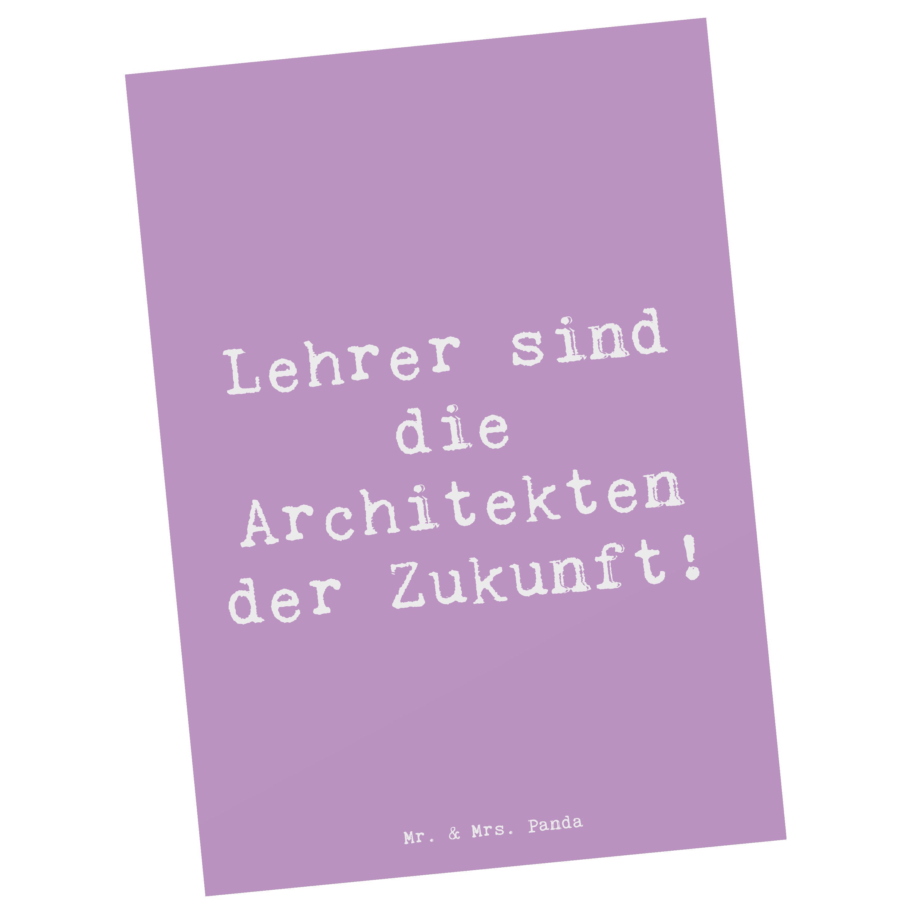 Mr. & Mrs. Panda Postkarte Spruch Lehrer Zukunftsarchitekten, Postkarte, Lavendeltraum, Postkart, Geburtstagsgeschenk einzelkarte Freundschaft
