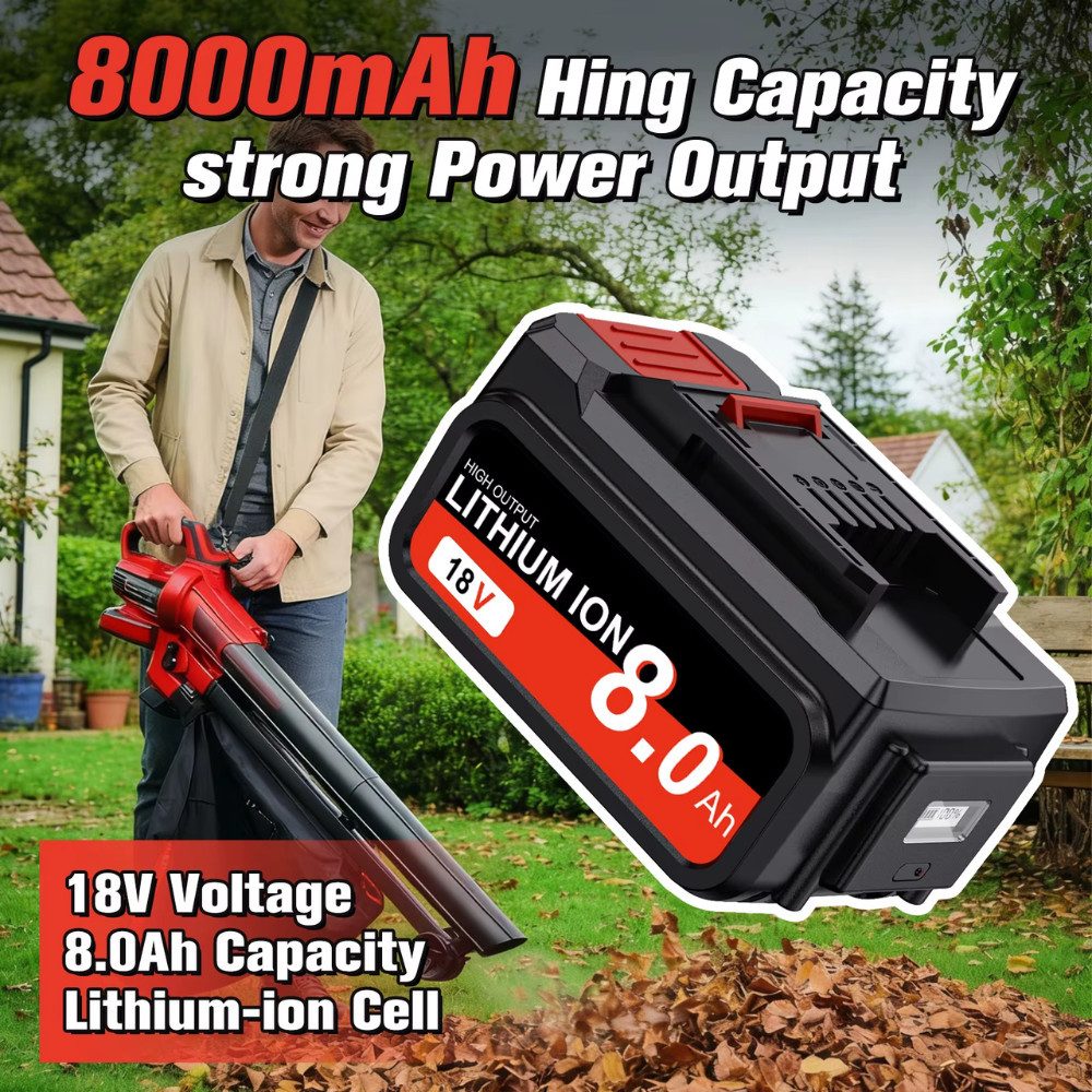 Athlix Ersatzakku 8000 mAh für EINHELL Lithium-Ionen-Batterie Werkzeuge Akkupacks 8000 mAh (18 V, 1 St), Schutz vor Tiefentladung, Hohe Energiedichte – Bild 5 von 5