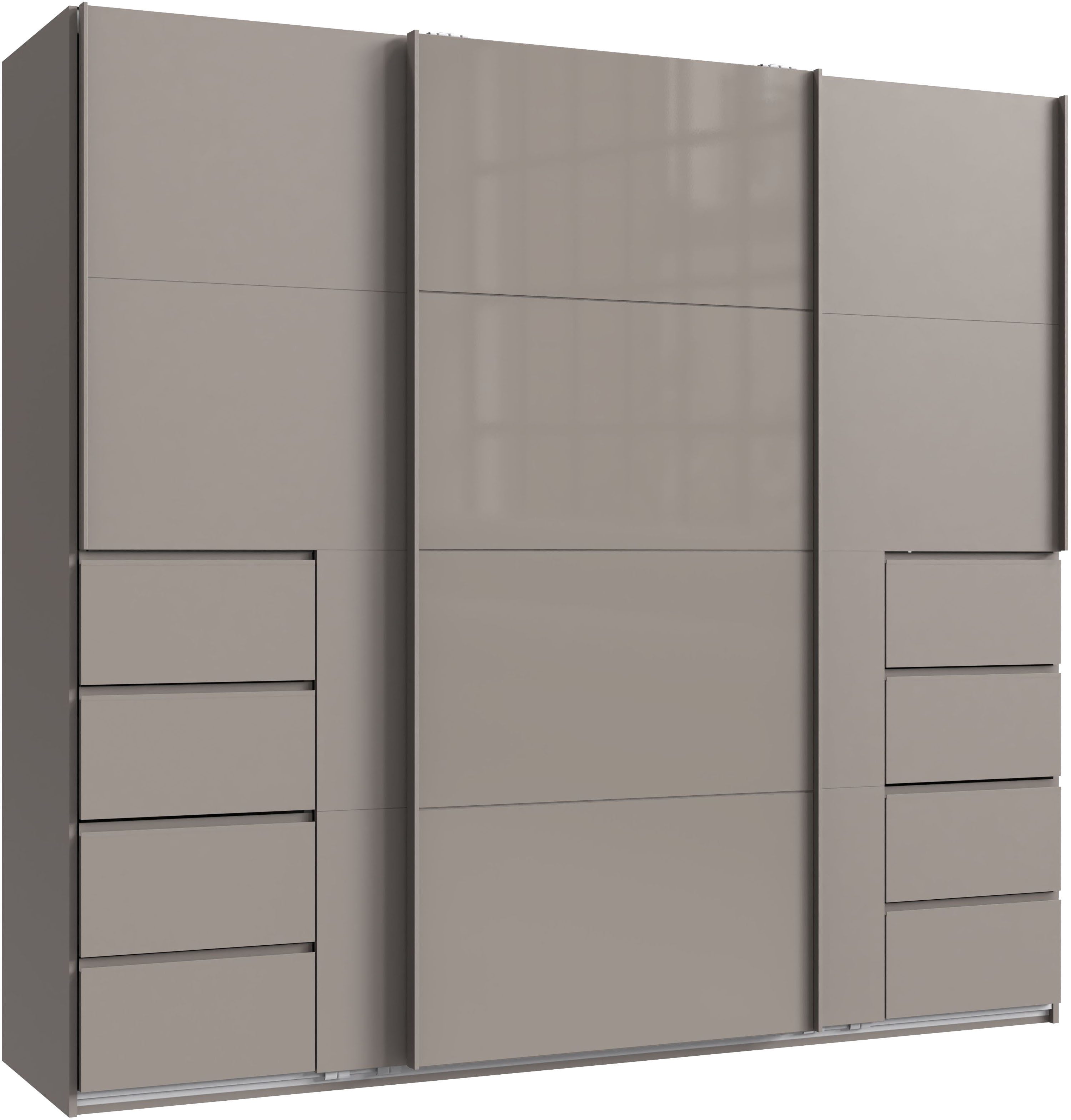 Wimex Schwebetürenschrank Bali in den Breiten 225cm & 270cm, Kleiderschrank mit Glaselement Schrank mit 3 Türen, in den Farben: grafit oder saharagrau erhältlich
