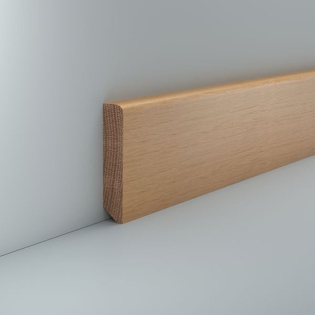 Südbrock Sockelleiste Sockelleiste Eiche 16 x 80 Massivholz Unbehandelt Fußleiste, L: 240 cm, H: 8 cm, 1-St.