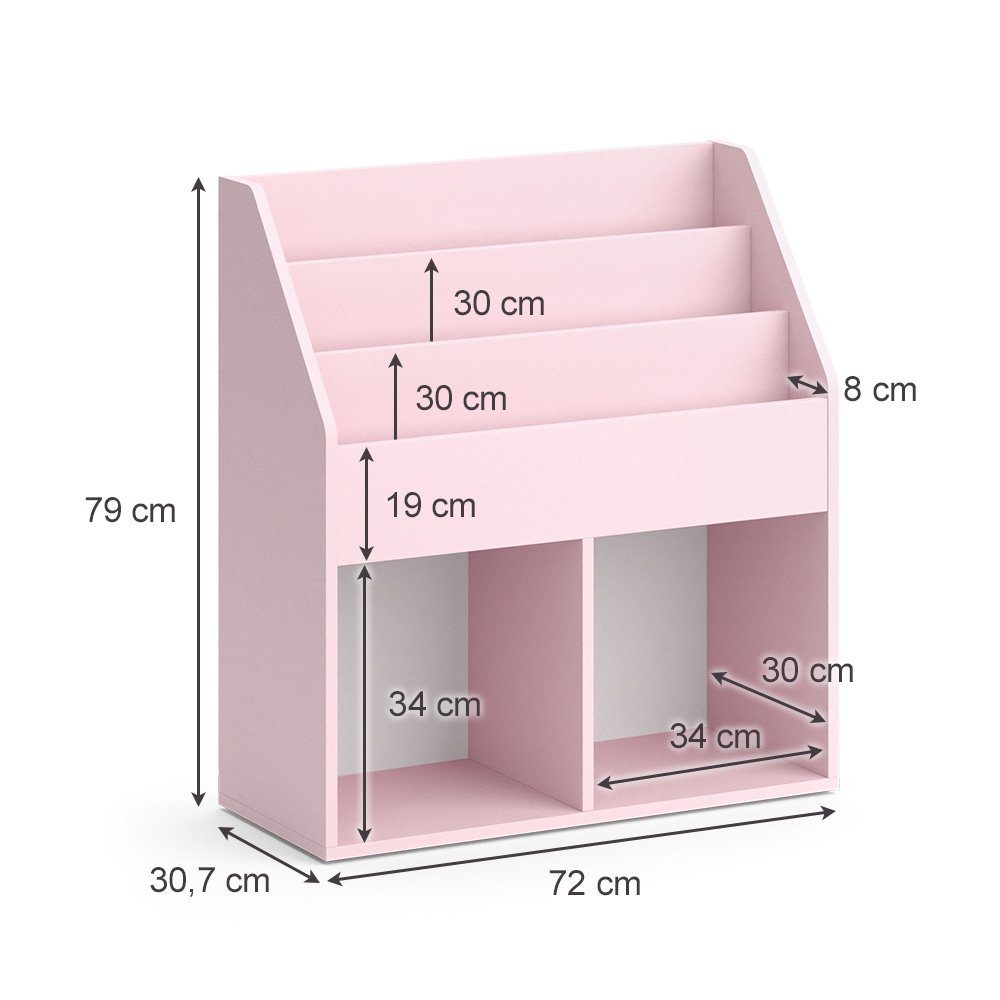 Vicco Bücherregal Luigi, Rosa, 72 x 79 cm ohne Faltboxen, 1-tlg.