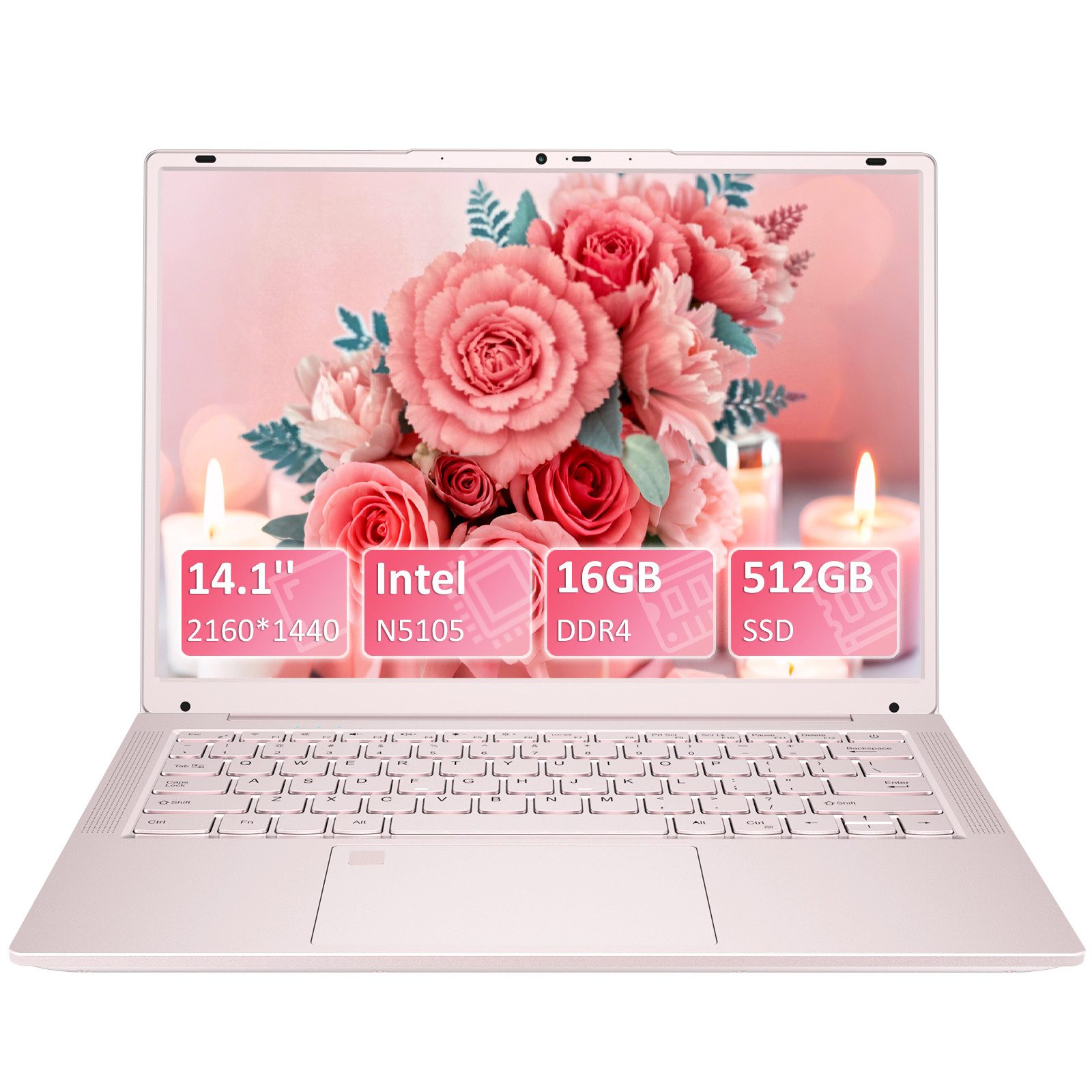 Auusda T140J Laptop, 14,1 Zoll, Celeron N5105 Notebook (Intel Celeron N5105, 512 GB SSD, mit Harz- und PC-Materialien)