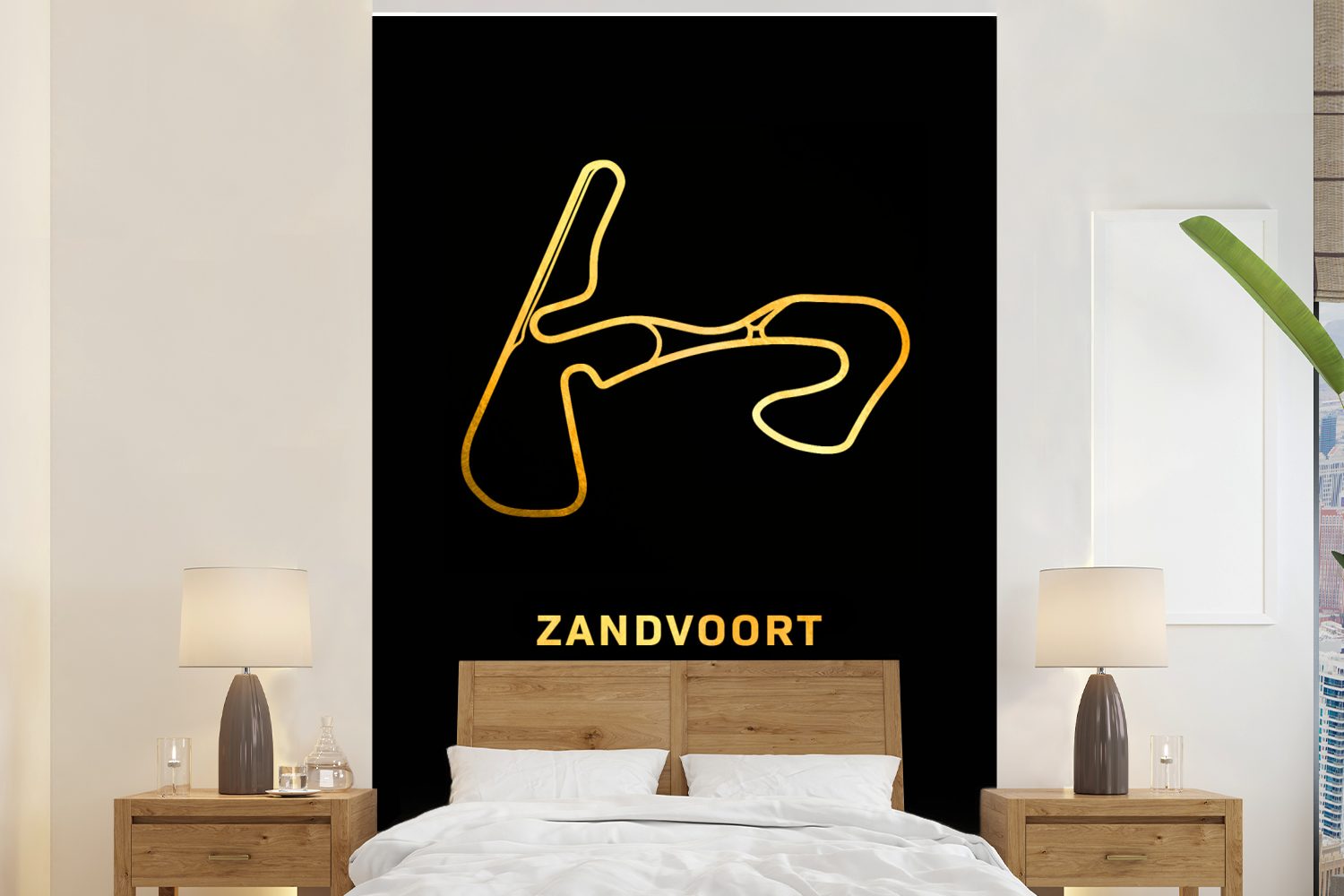 MuchoWow Fototapete Rundkurs - Zandvoort - Gold, Matt, bedruckt, (3 St), Montagefertig Vinyl Tapete für Wohnzimmer, Wandtapete | Fototapeten