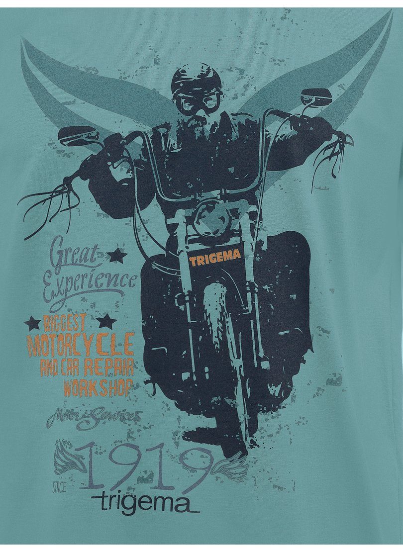 Motorrad-Print mit T-Shirt T-Shirt seegras Trigema TRIGEMA