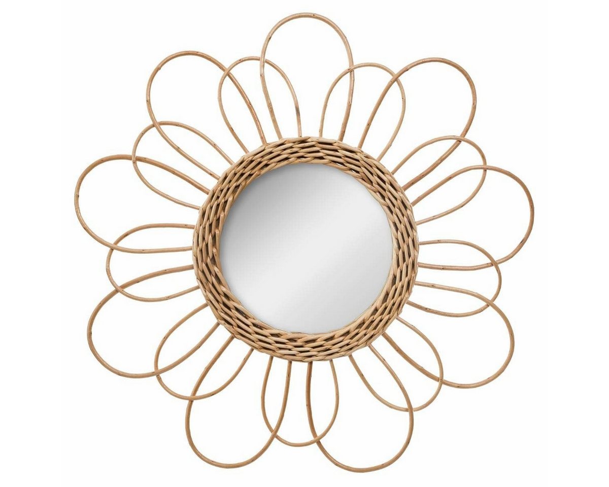 Atmosphera Créateur d'intérieur Wandspiegel Spiegel aus Rattan, Blume, Dm. 38 cm, beige