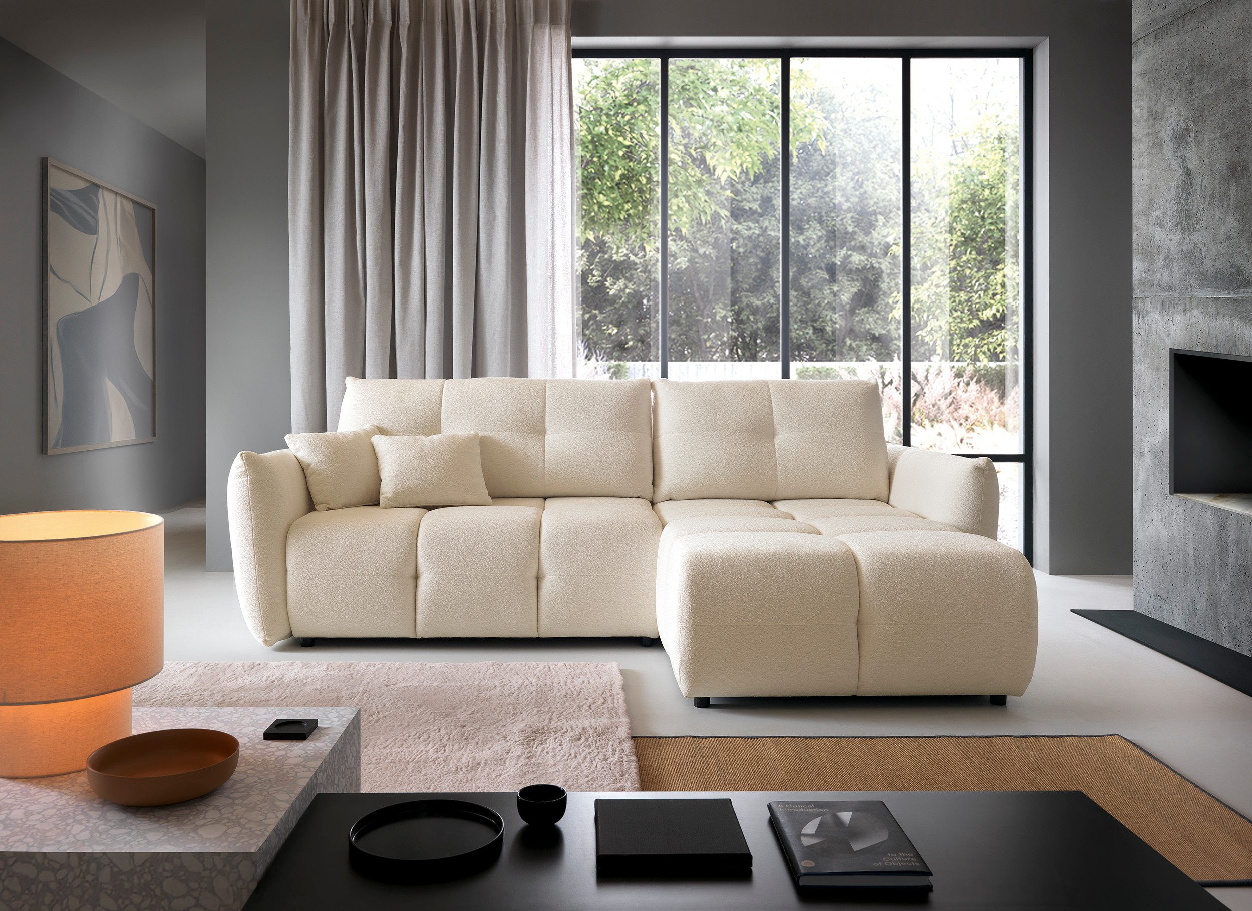 MOEBLO Ecksofa Veltera, mit Schlaffunktion und Bettkasten, inkl. Zierkissen, universell stellbar, Eckcouch Wohnlandschaft Sofa mit Ottomane Eckgarnitur Polsterecke, (BxHxT): 257 x 88 x 177 cm