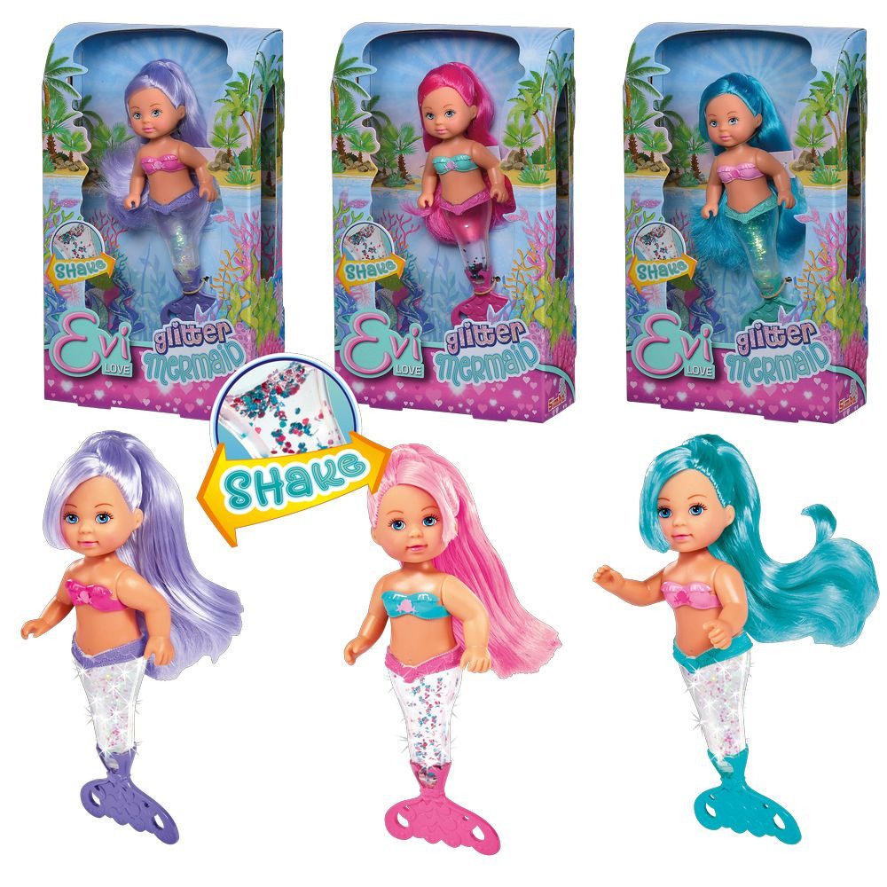 Simba Dickie Anziehpuppe Puppe Evi LOVE Glitter Mermaid lila blau rosa 14cm günstig online kaufen