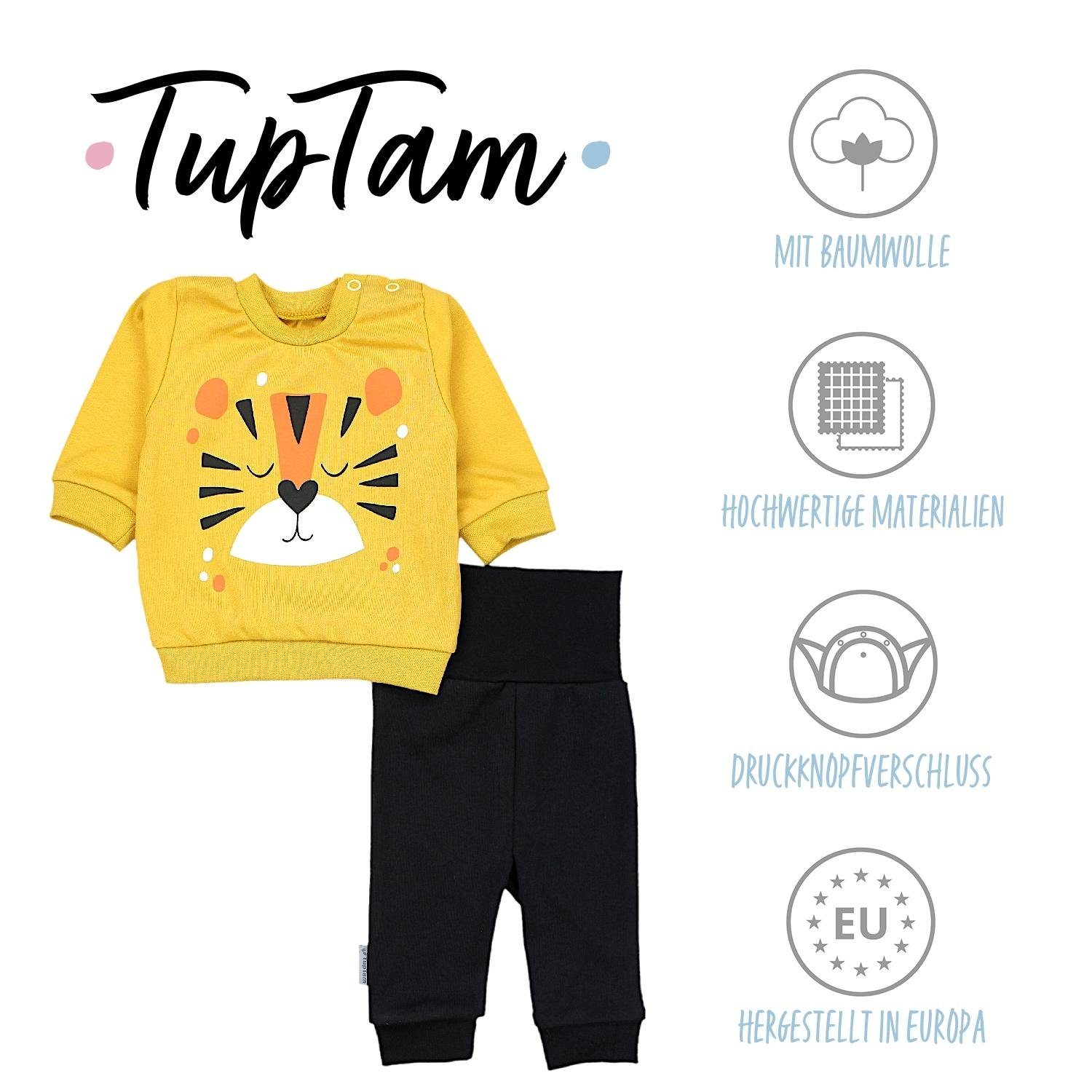 TupTam Erstausstattungspaket Baby Babykleidung Jungen Babyhose Outfit Spruch Langarmshirt mit Tiger Print