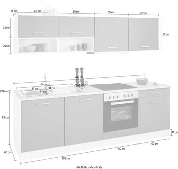 HELD MÖBEL Küchenzeile Visby, mit E-Geräten, Breite 240 cm