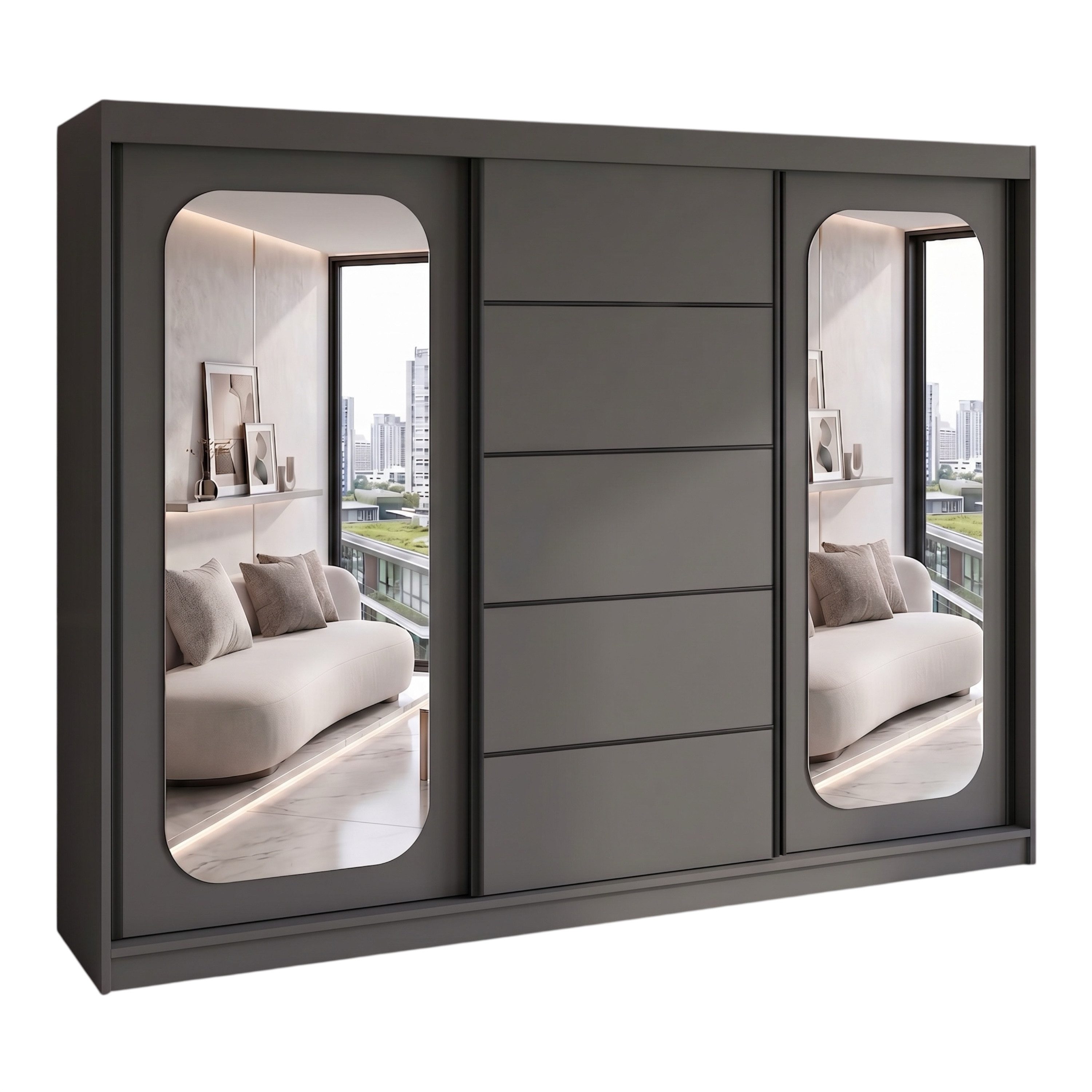 A&J MöbelLand GmbH Schiebetürenschrank BELANO – Moderner Kleiderschrank mit Schiebetüren (Die perfekte Kombination aus modernem Design, hoher Funktionalität und großzügigem Stauraum für Kleidung, Bettwäsche und Accessoires, erhältlich in verschiedenen Far