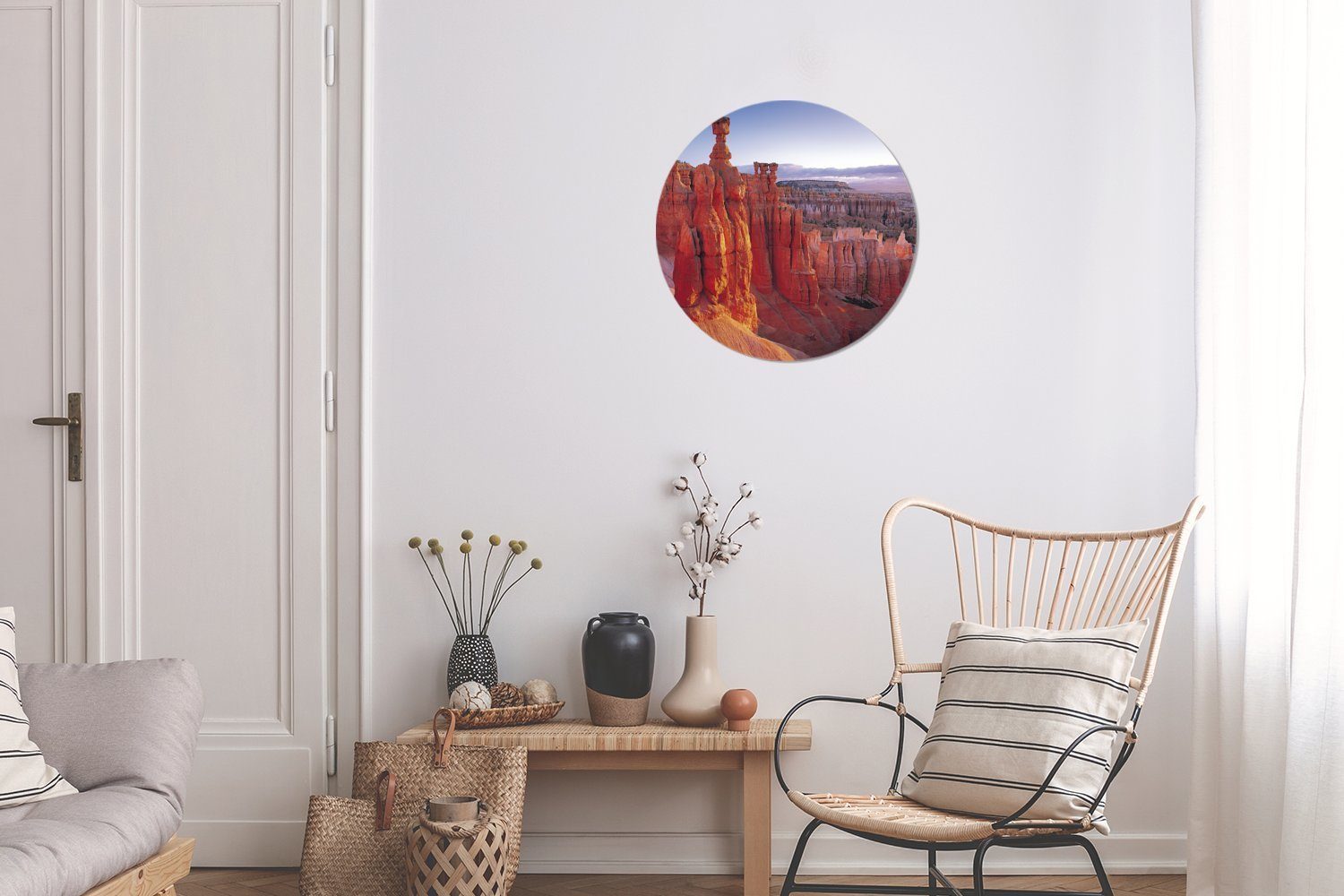 Rundes Felsen Kreis Bryce im 30x30 Wandbild, und Wohnzimmer, MuchoWow cm Rosa (1 St), Wanddekoration Canyon, Gemälde Forex, orangefarbene US-Nationalpark