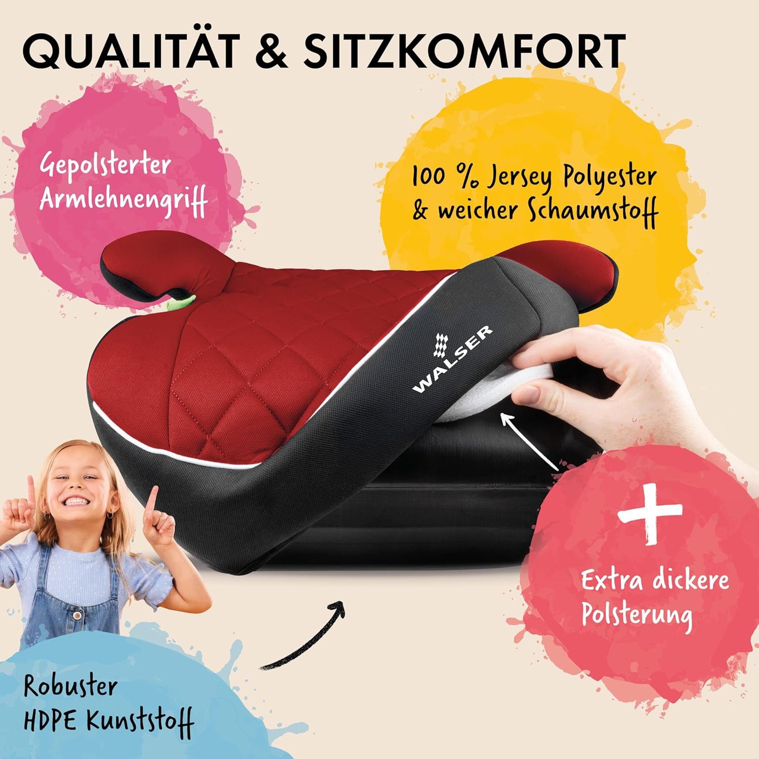 WALSER Autokindersitz WALSER Kindersitzerhöhung Andy ISOFIX Hartschale ab 4-10 Jahre, ab: 4 Jahre, bis: 10 Jahre, (1 Stück, 1-tlg)