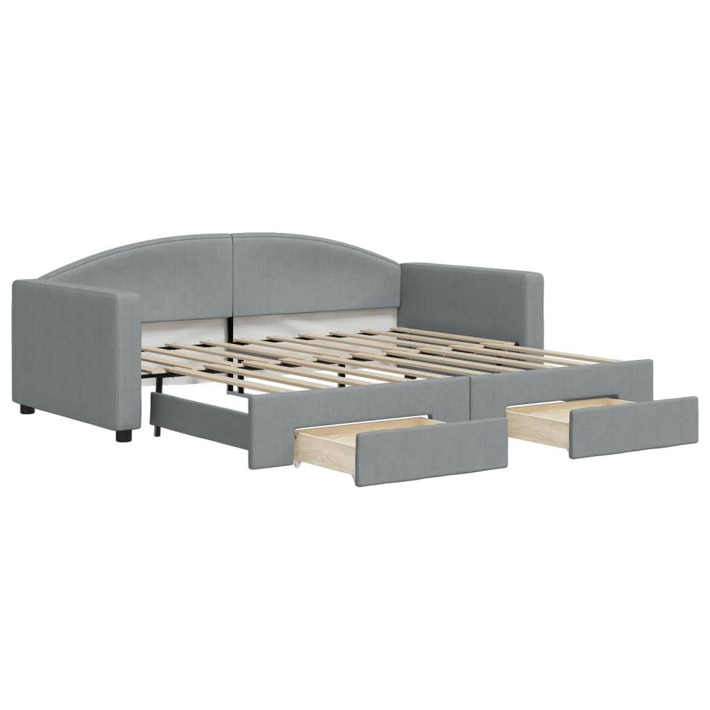vidaXL Bett Tagesbett Ausziehbar mit Schubladen Hellgrau 90x190 cm Stoff günstig online kaufen