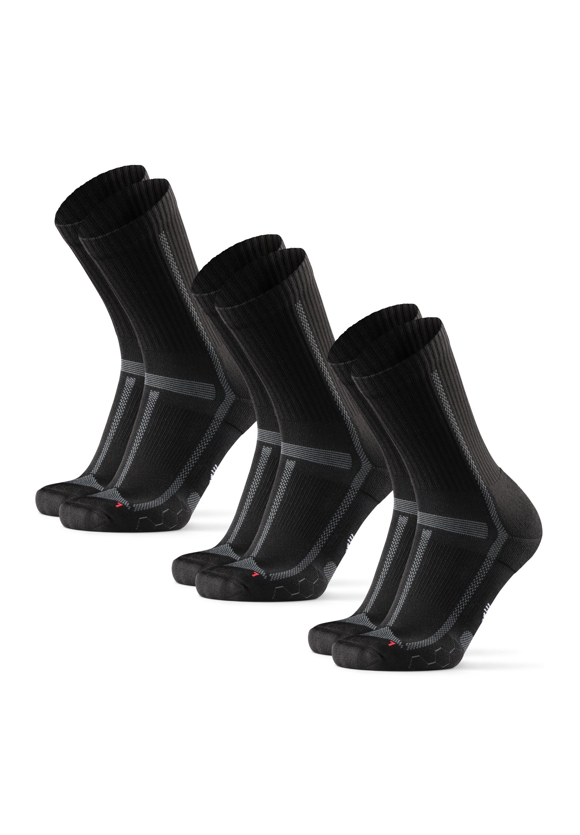DANISH ENDURANCE Basicsocken Long Distance Running Crew (3-Paar) Wadenlange Sportsocken für Läufer, Anti-Blasen & Rutschfest