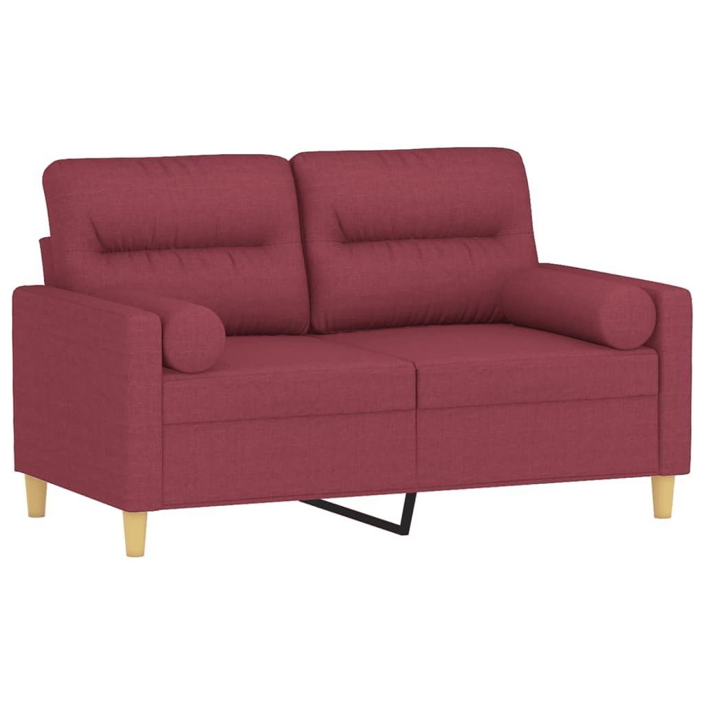 120 2-Sitzer-Sofa vidaXL Sofa cm Weinrot Stoff Zierkissen mit