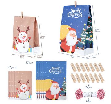 Homewit Kalender zum Selbstbasteln Adventskalender 24 Säckchen mit Aufkleber und Adventskalenderzahlen, DIY Adventskalendertaschen zum Basteln Selberfüllen