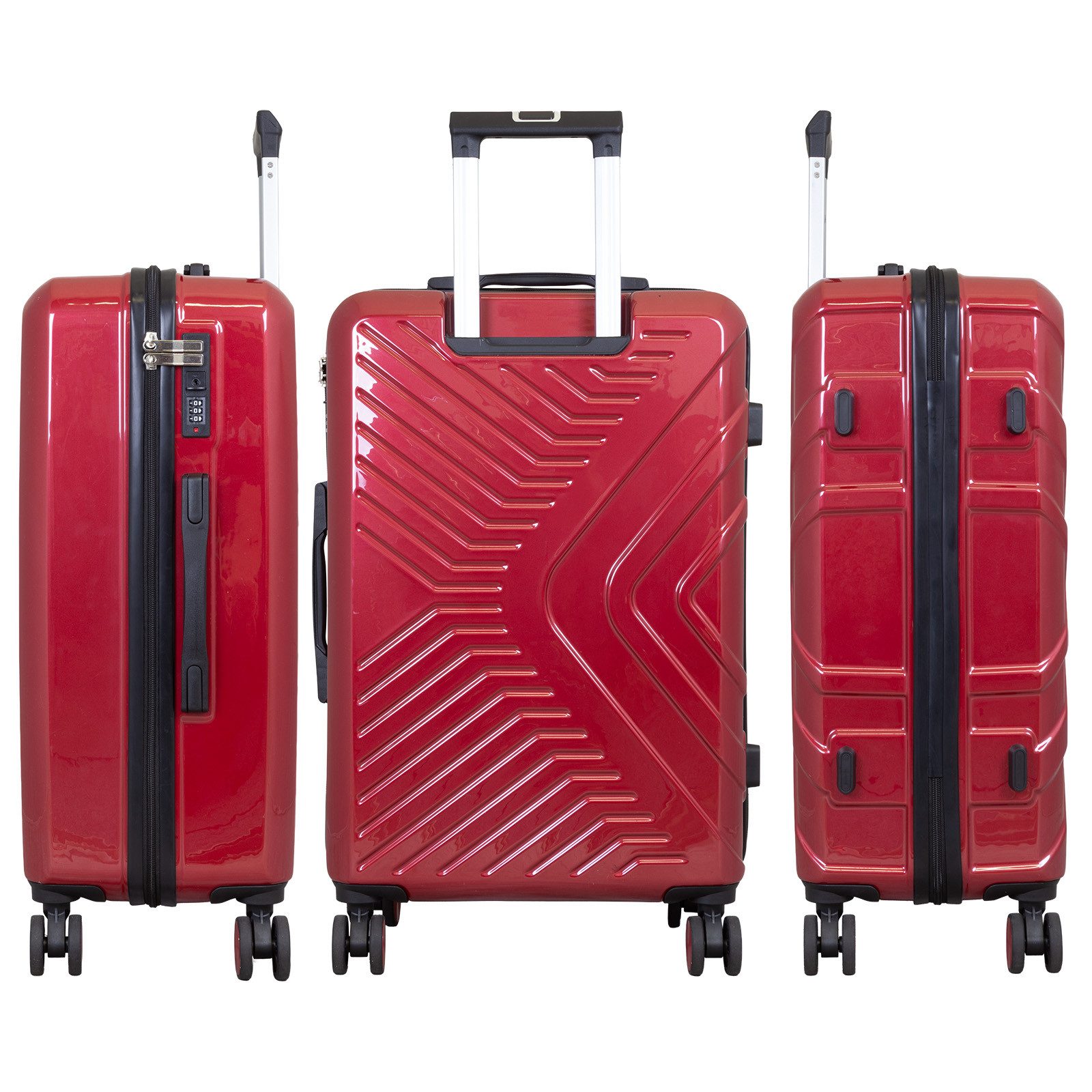 Trendyshop365 Hartschalen-Trolley Bergamo, 4 Rollen, Zwillingsrollen, Zahlenschloss, robust und leicht
