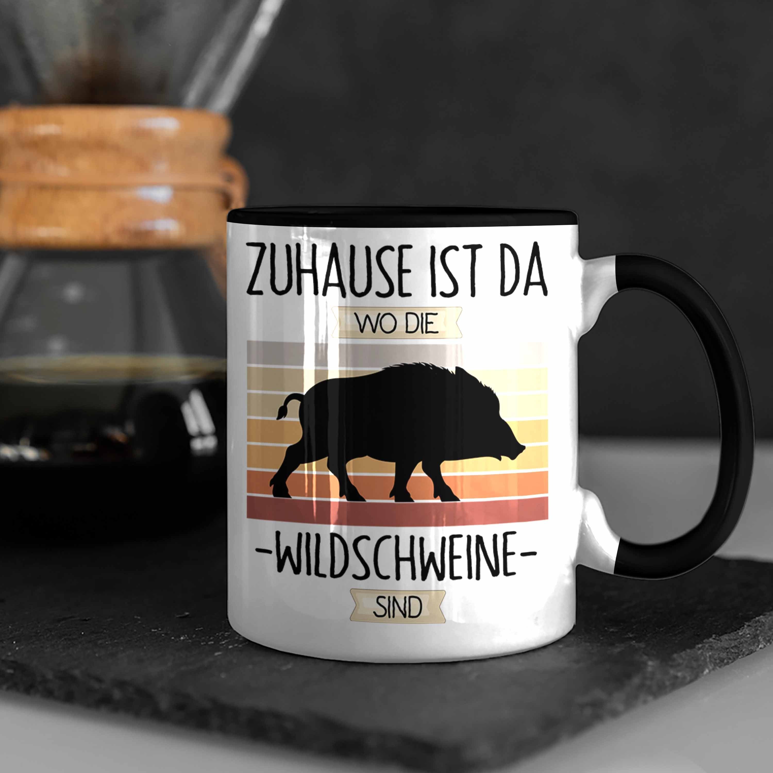 Geschenk Trendation Da Geschenkidee Tasse Schwarz Tasse Jäger Di Spruch Wo Zuhause Lustiger Ist