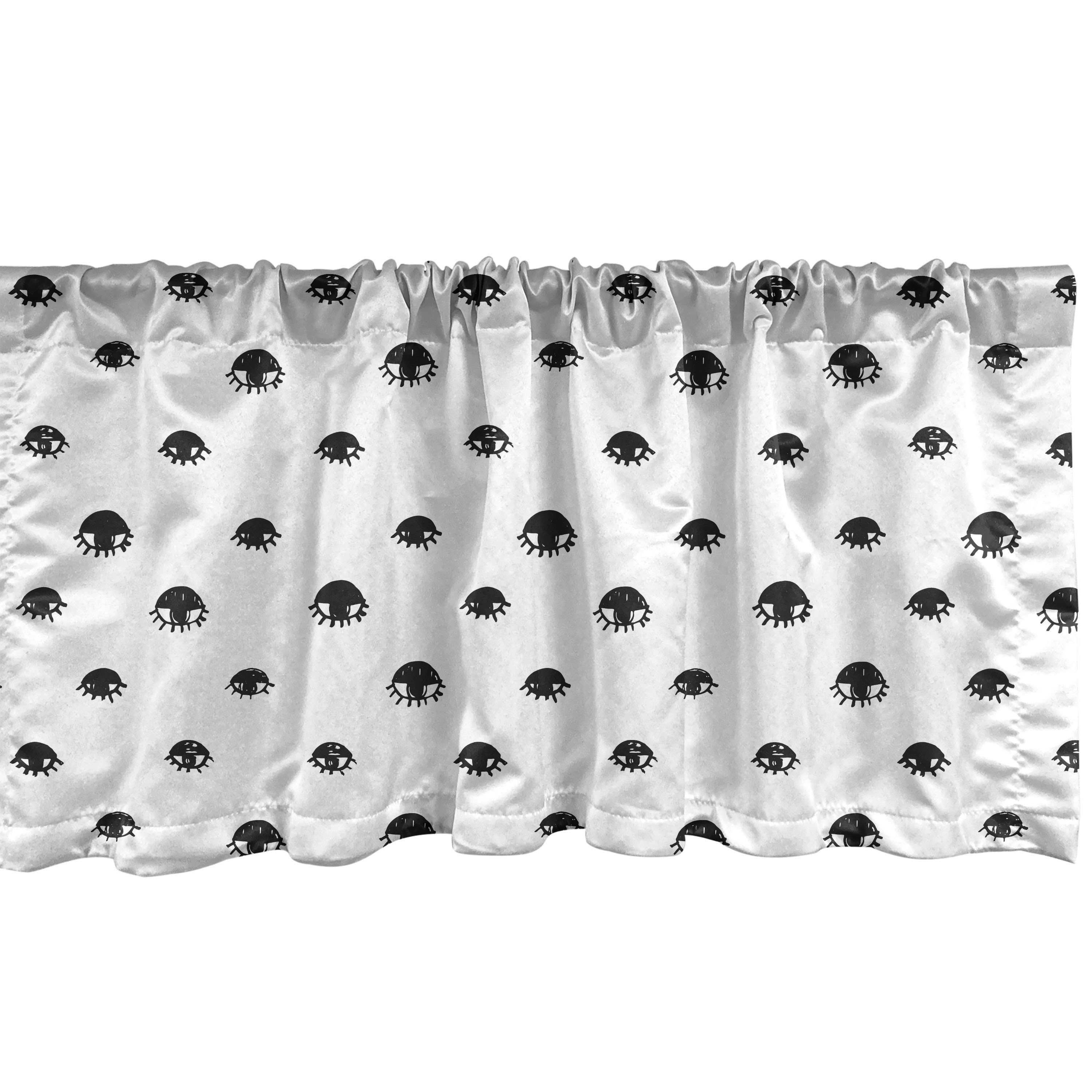 Scheibengardine Vorhang Volant für Küche Schlafzimmer Dekor mit Stangentasche, Abakuhaus, Microfaser, Wimper Sketchy Black Eyes