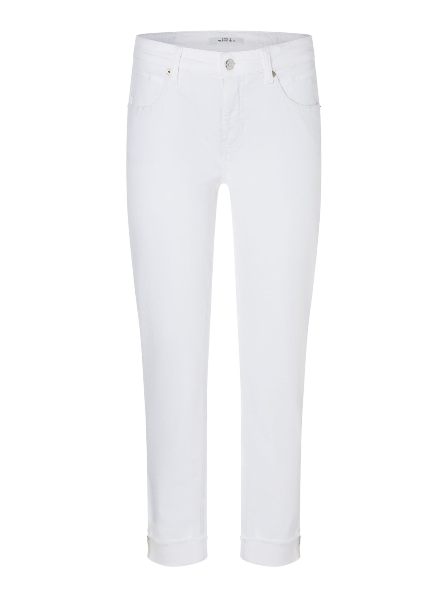 Cambio Stretch-Hose weiß, Casual, Baumwolle, Unifarben, Slim Fit, Mittel
